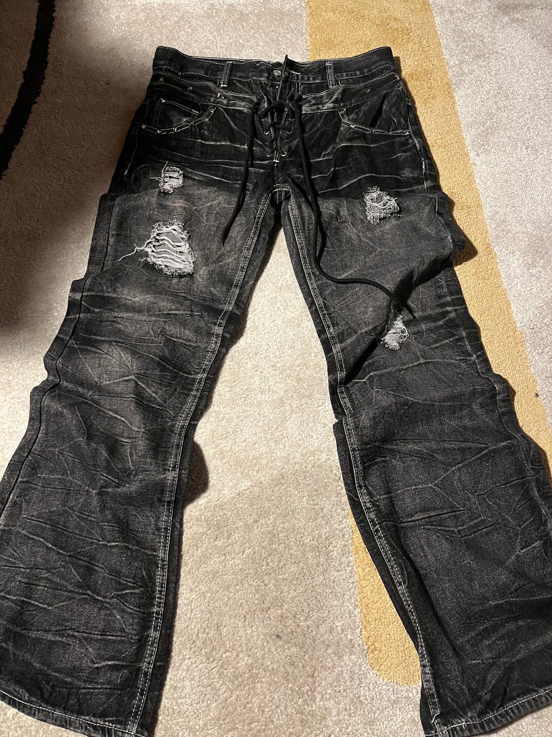 "Vintage” lace up flare fit denim pants 상품이미지1