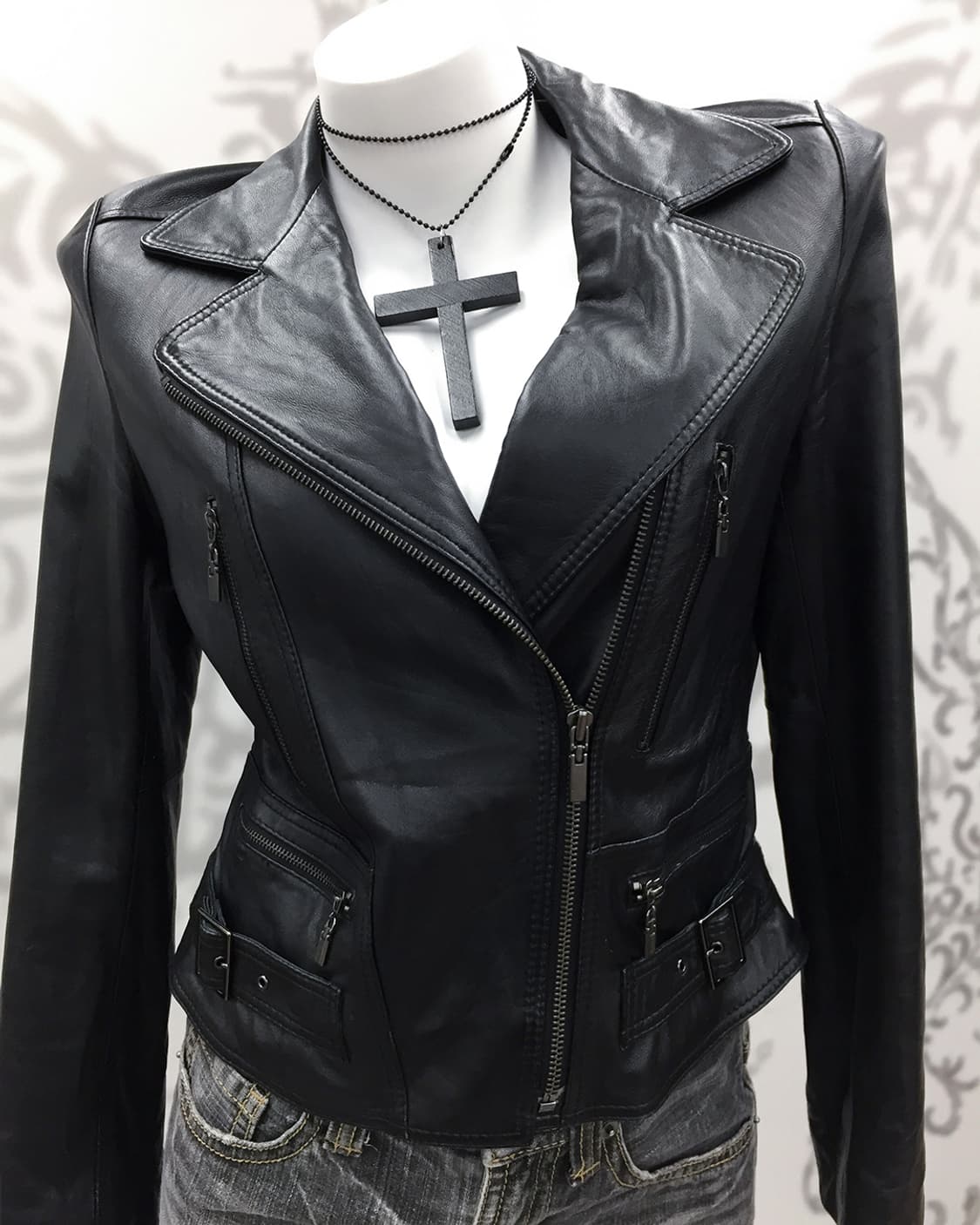 Diagonal Edge Rock Leather Rider Jacket 상품이미지3