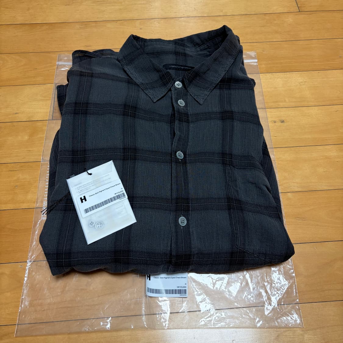 (3) 해칭룸 클래식 셔츠 피그먼트 다이드 체크 브라운 상품이미지2