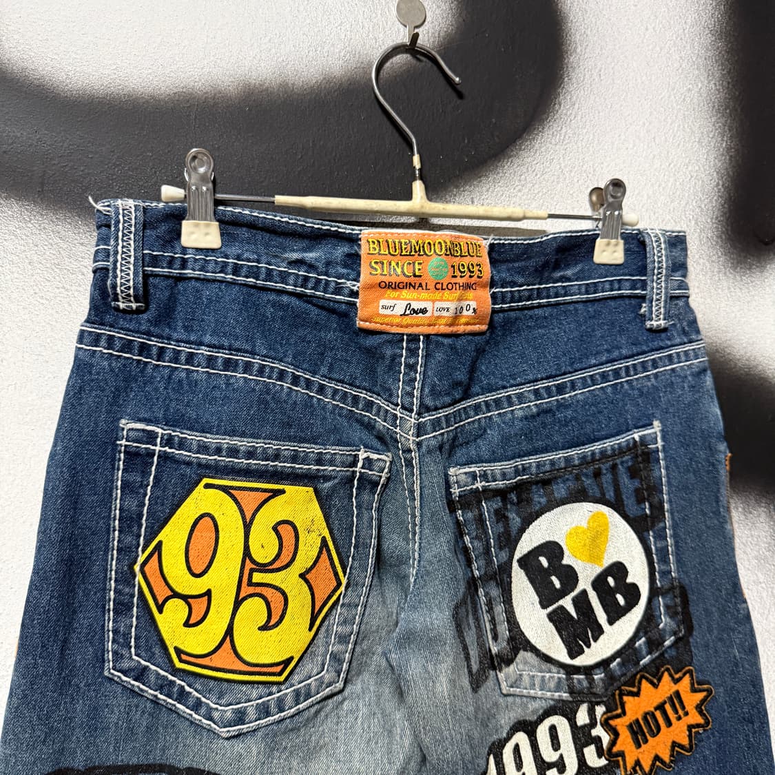 VTG 빈티지 멀티 패치 디테일 진청 와이드 데님 팬츠 상품이미지4