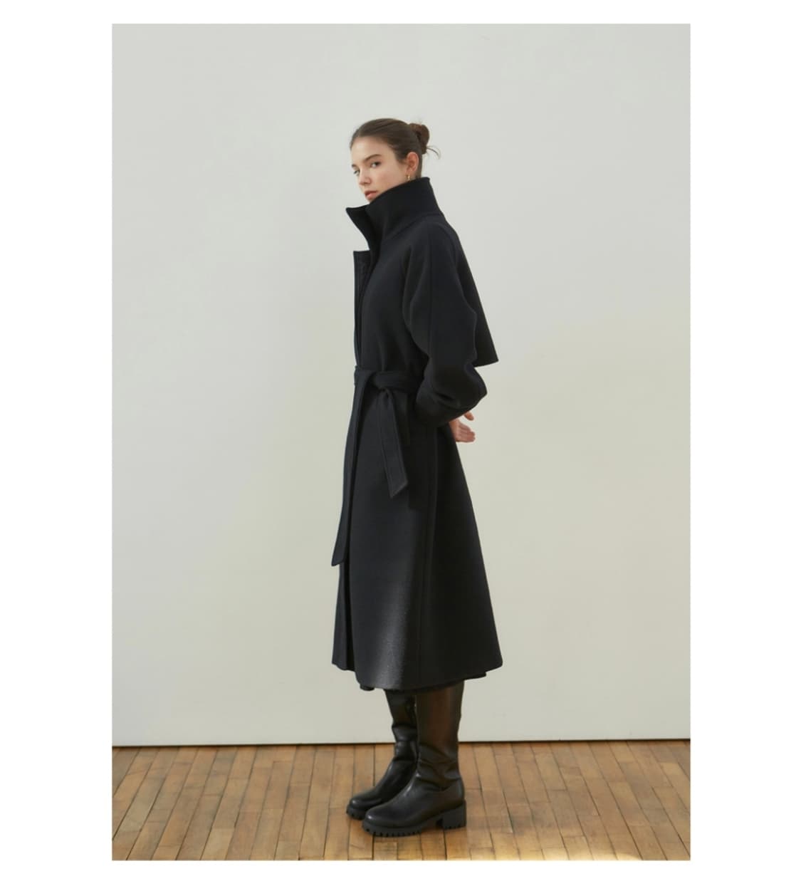 닉앤니콜 블랙 루즈핏 벨트코트 상품이미지6