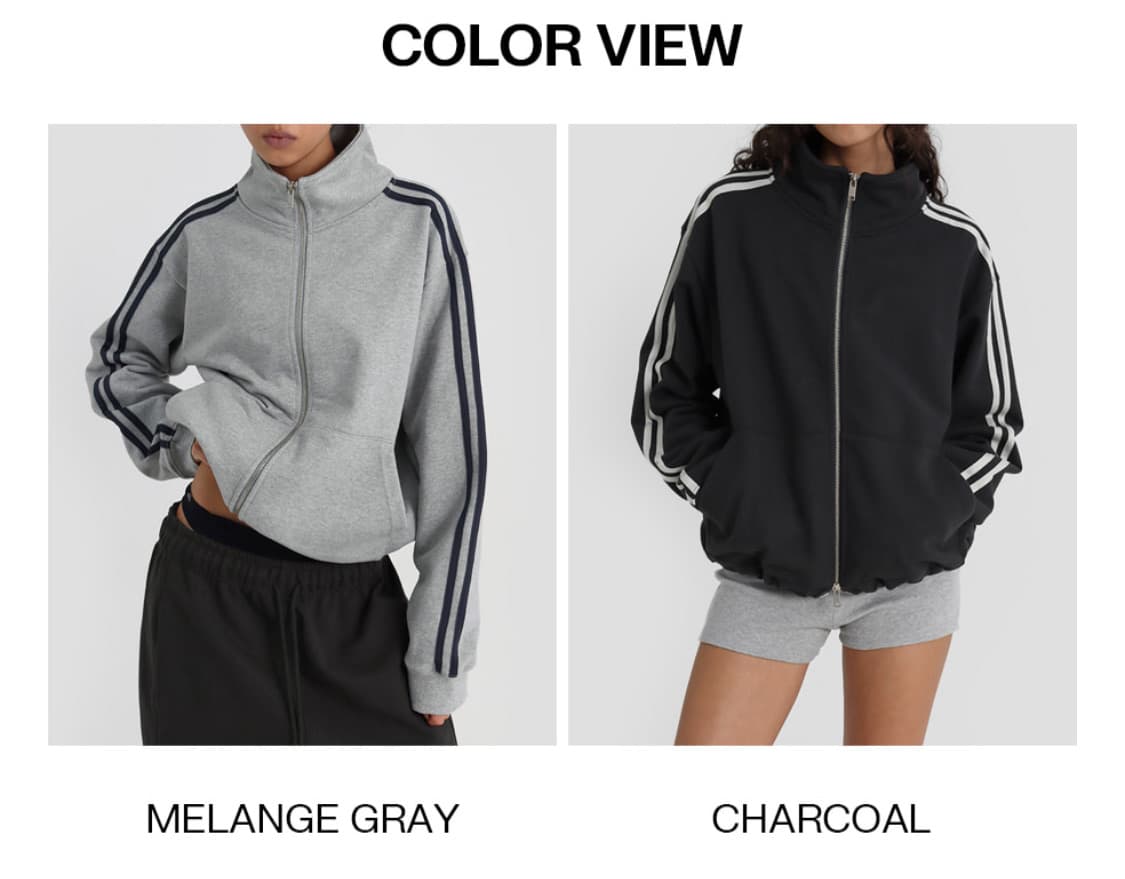 (미착용 새상품) 블랙업 헤비스웨트 하이넥 라인 집업 (차콜/그레이) 상품이미지7