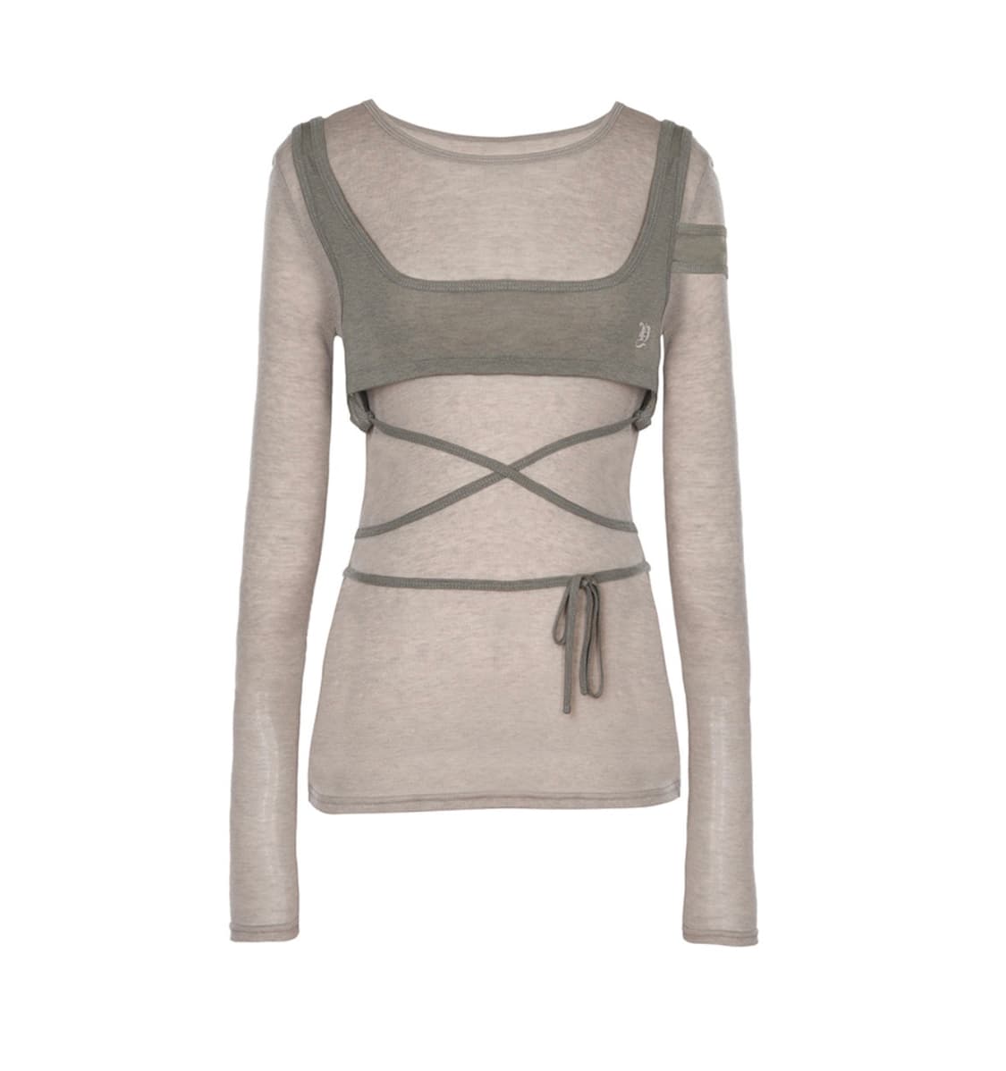 OVERLAY WRAP LONG SLEEVE TOP BEIGE 상품이미지4