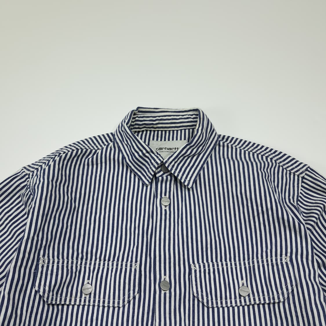 CL340 S 칼하트 코튼 히코리 스트라이프 메탈버튼 네이비 셔츠 남방 상품이미지2