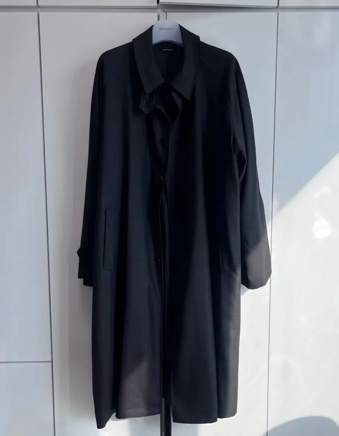 해칭룸 래글런 슬리브 코트 차콜 체크 상품이미지4