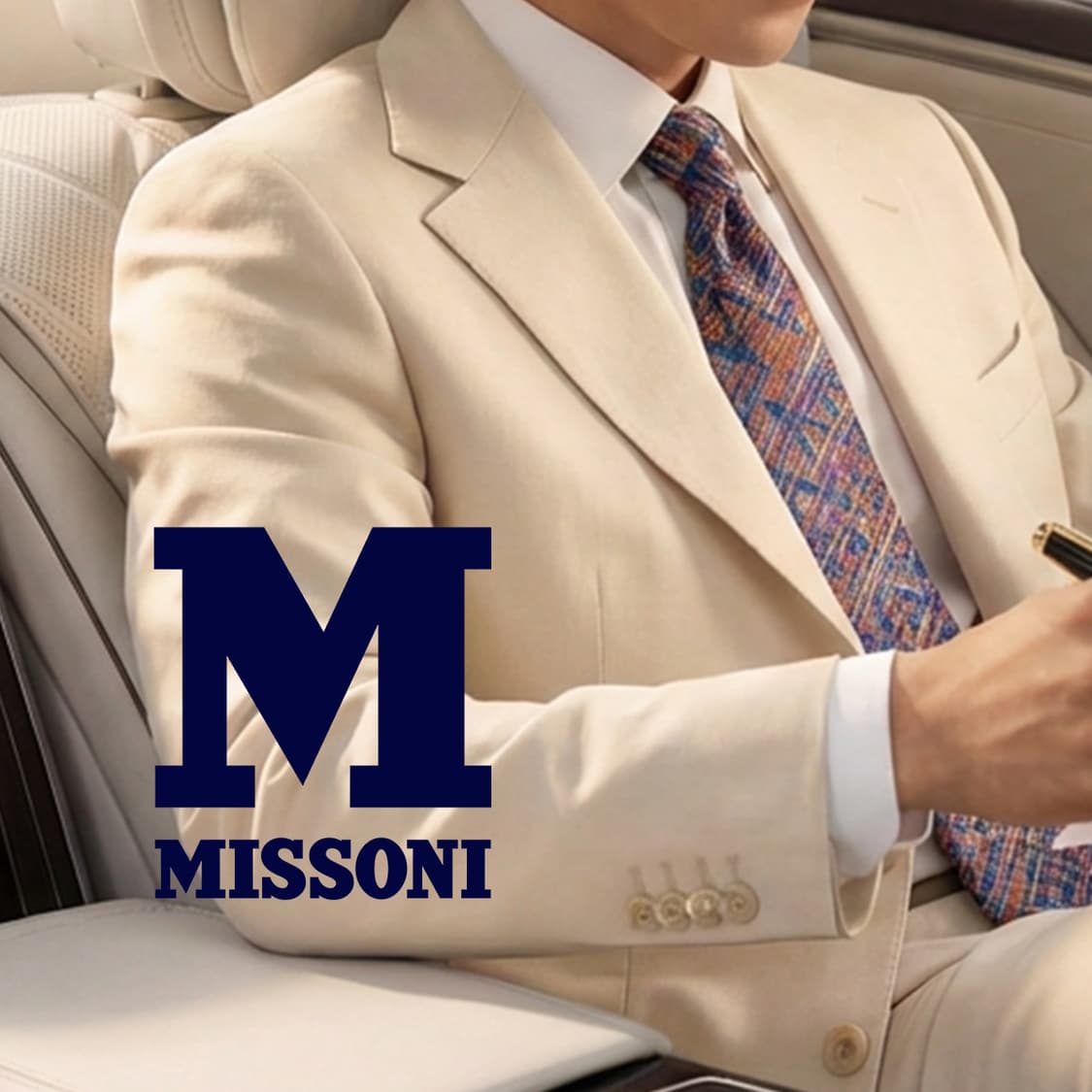 미쏘니 실크 블루 멀티 패턴 넥타이 8.5cm A등급 E860 상품이미지1