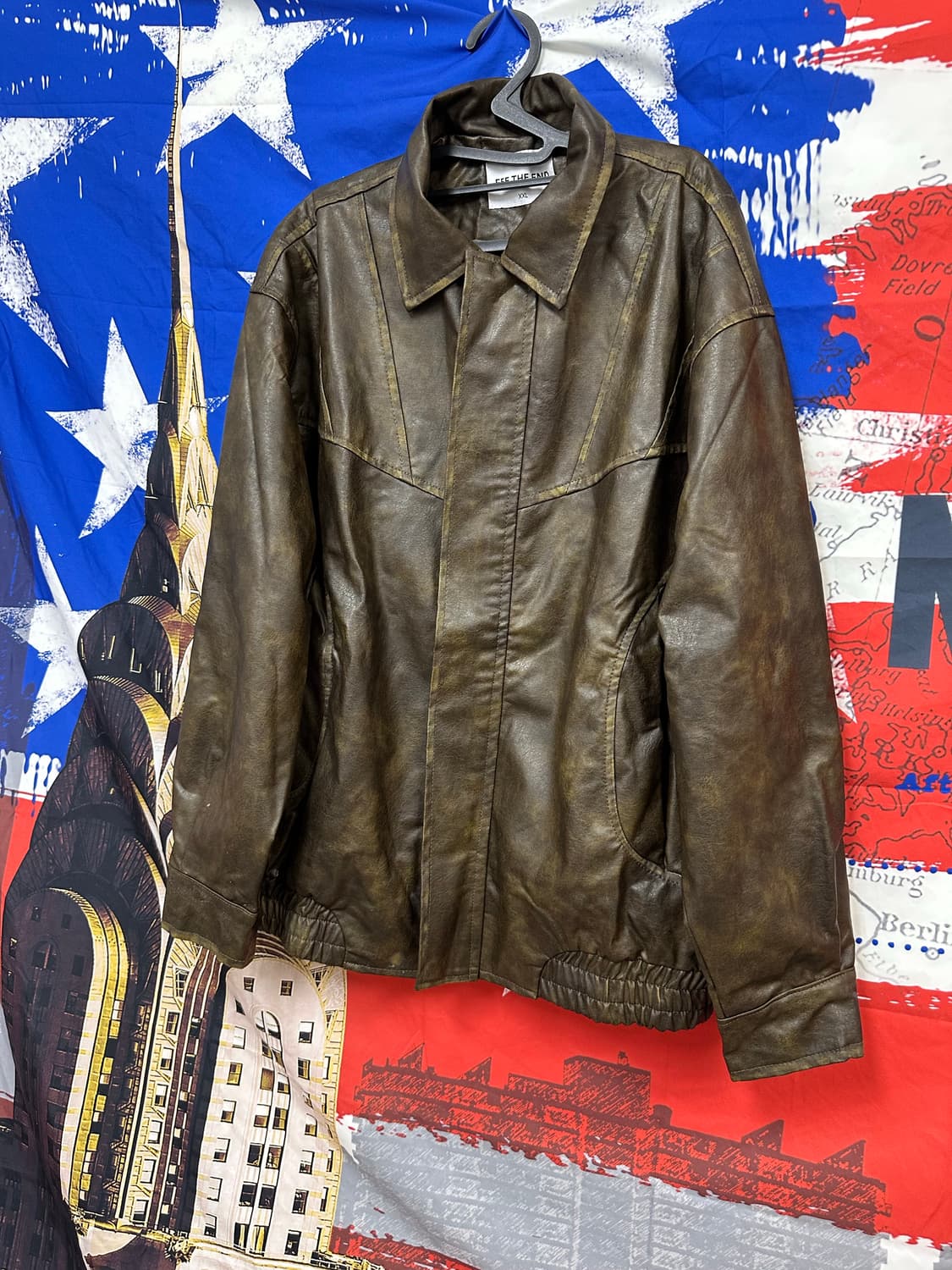 빈티지 오버핏 가죽자켓 XXL 110 상품이미지2
