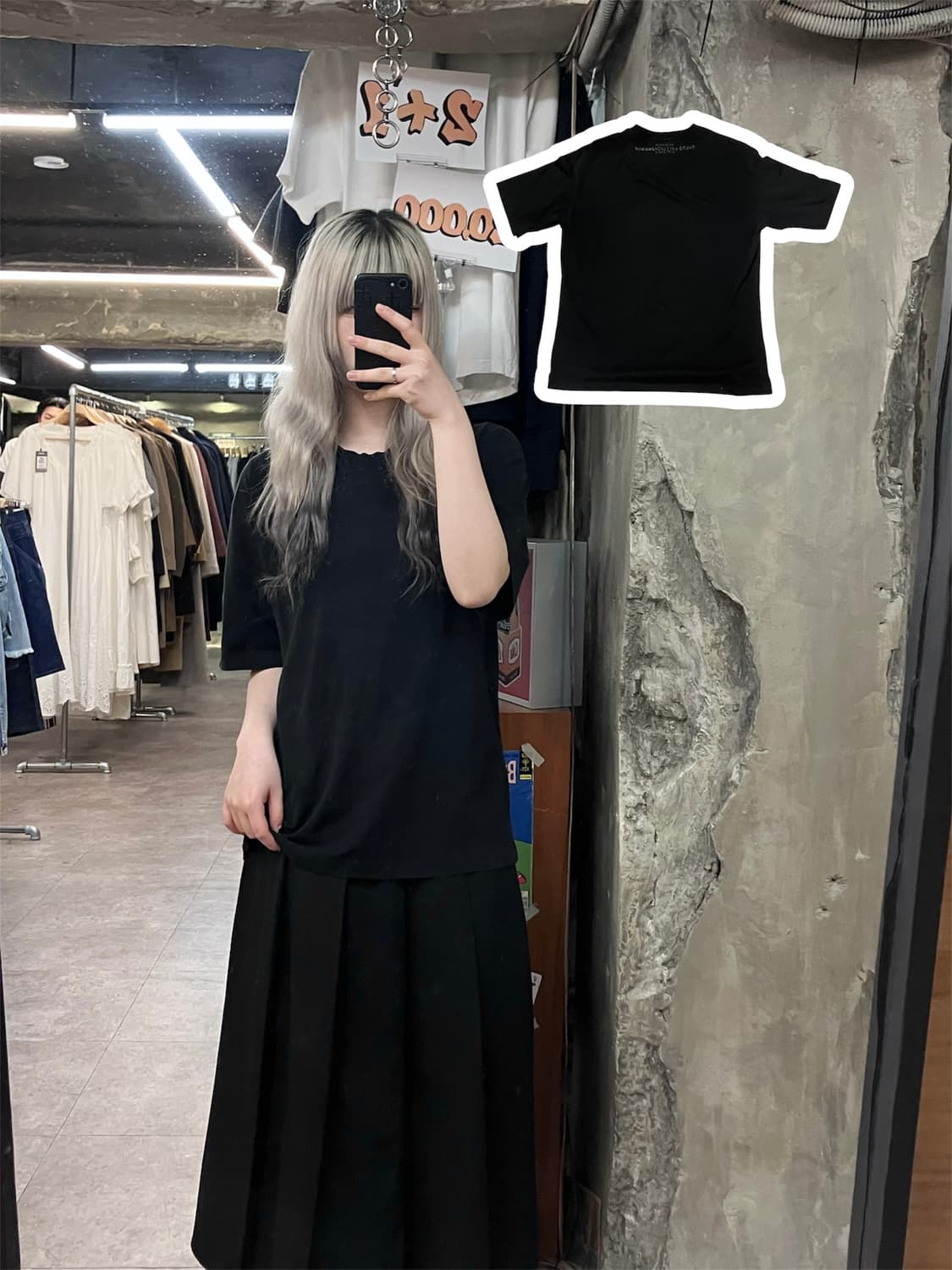 디젤 자수 반팔 티셔츠 블랙 #csz3870 상품이미지1