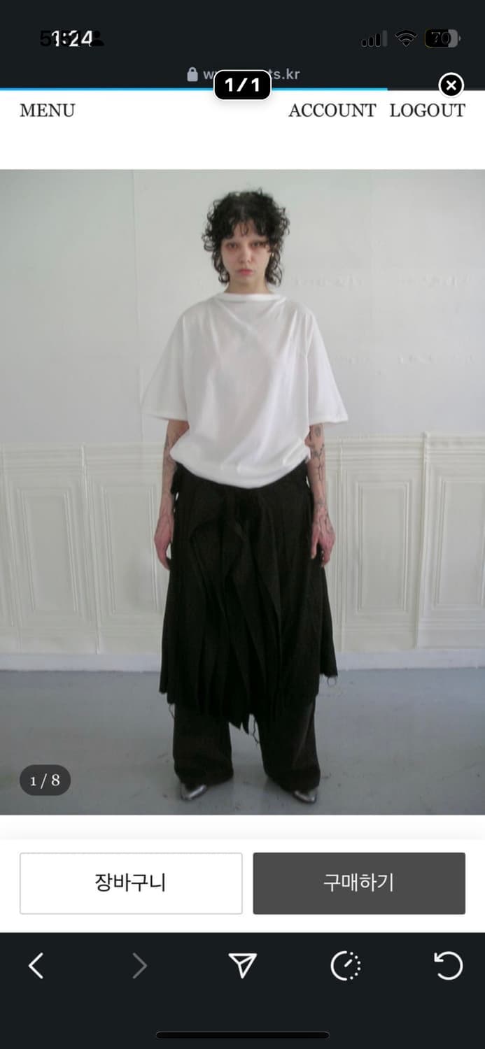 에옹쓰 카울 하프넥 티셔츠 새상품 상품이미지1