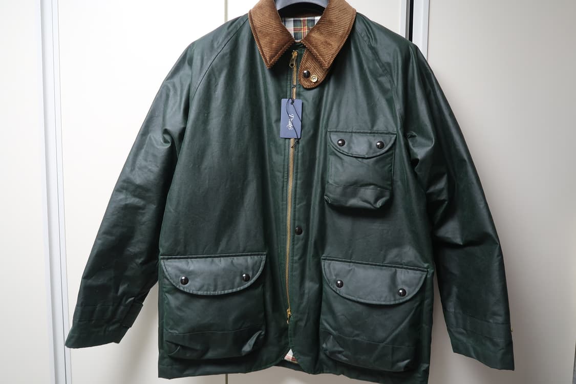 (38/새제품)드레익스 커버올 왁스 자켓 그린 상품이미지7