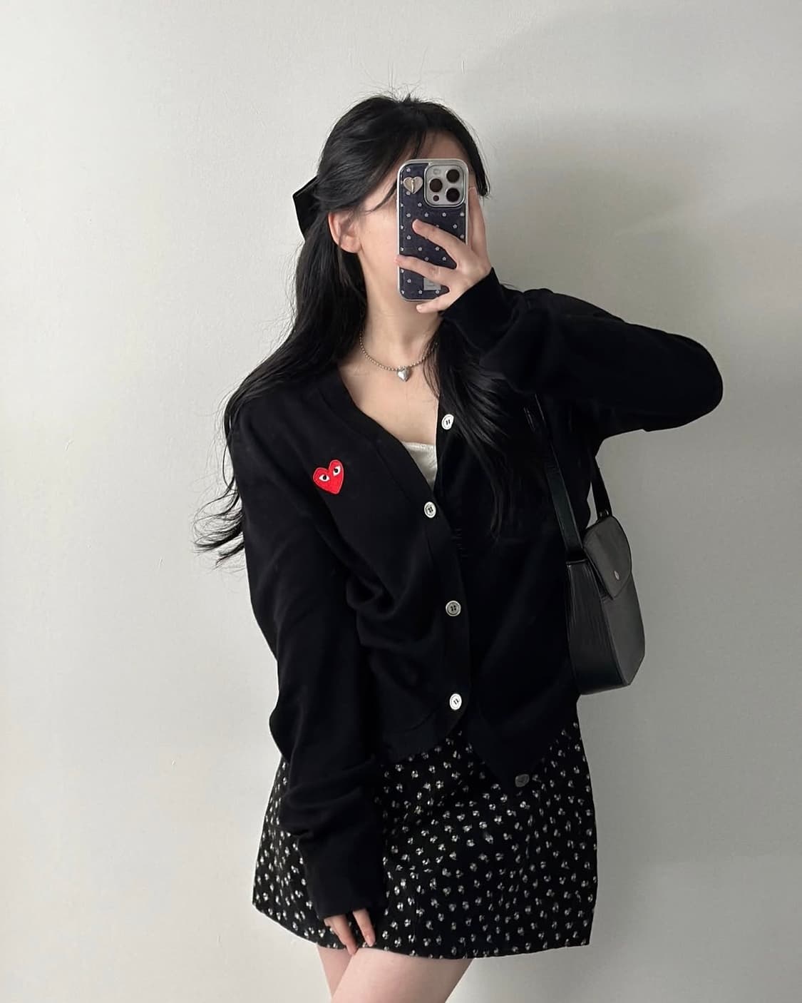 꼼데가르송 레드와펜 블랙 울 V넥 가디건  상품이미지2