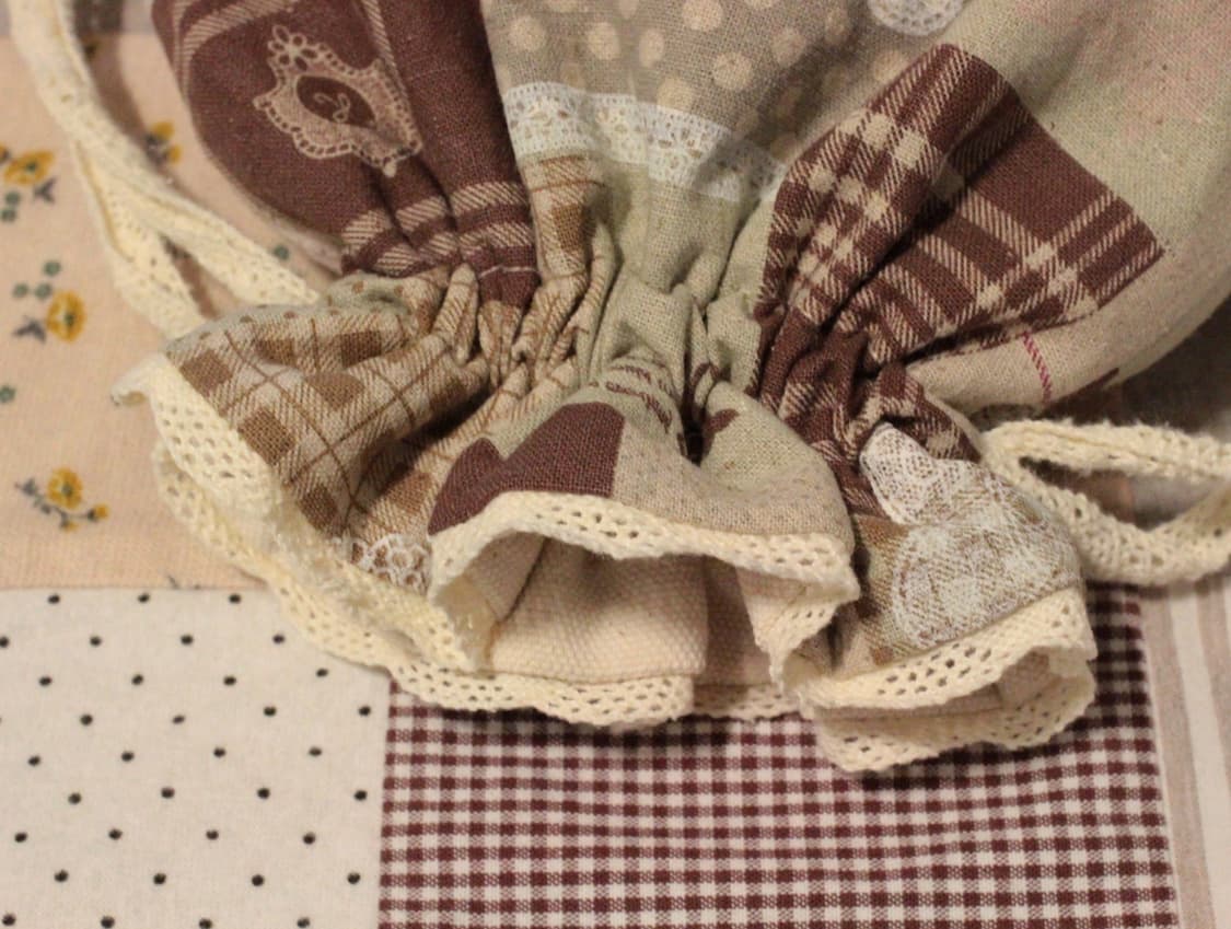 핸드메이드 패치워크 무늬 레이스 스트링 파우치 상품이미지6