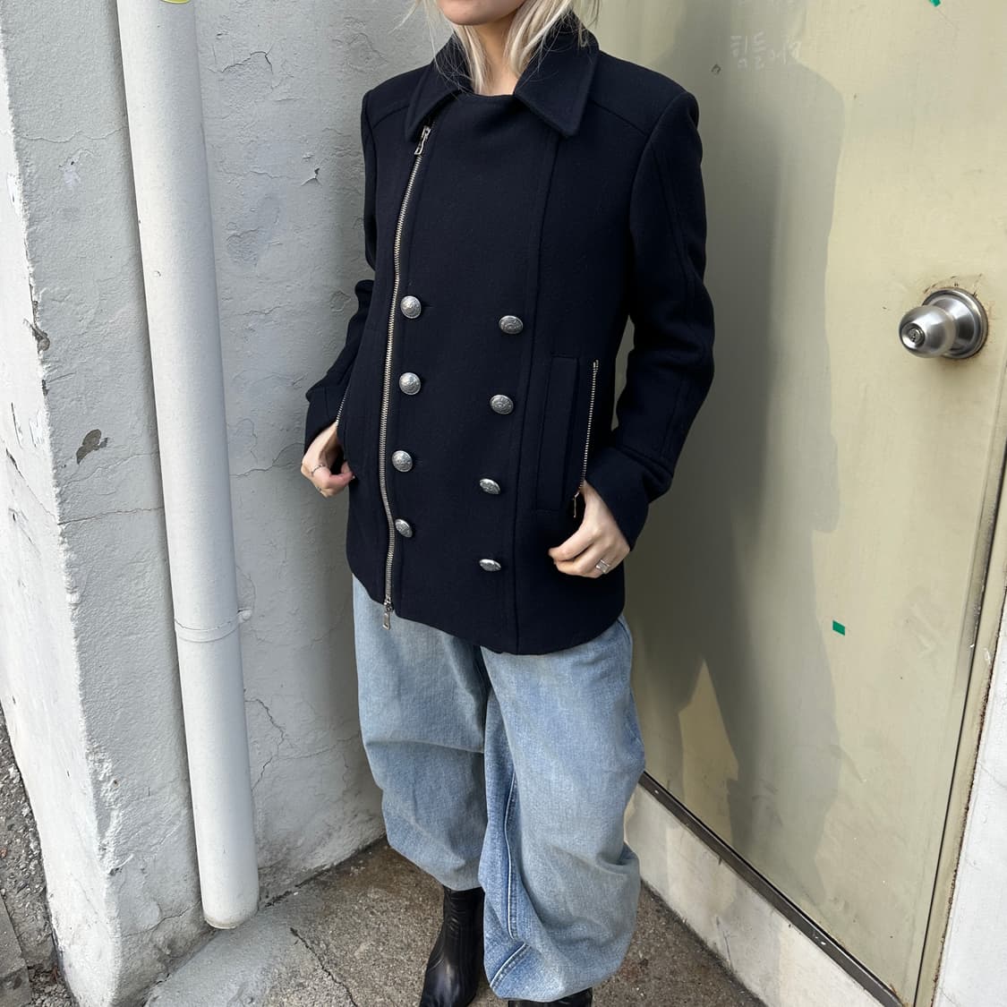 2000s 아카이브 발망 네이비 나폴레옹 봄 피코트 상품이미지7