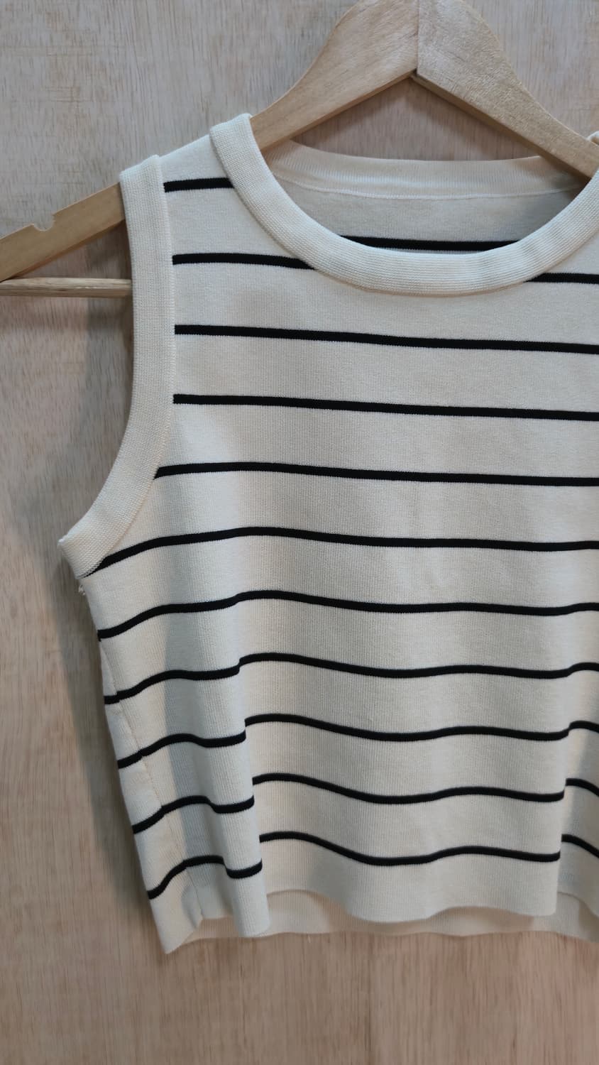 스트라이프 슬리브리스 니트 나시  상품이미지2