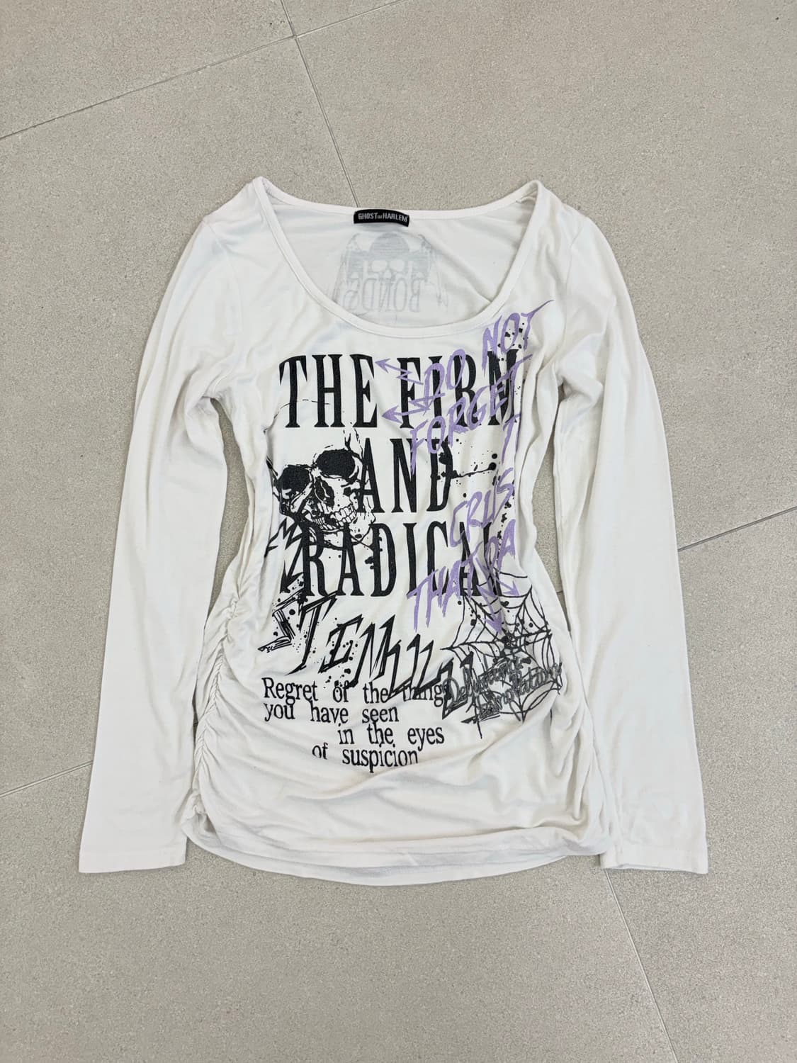 GHOST of HARLEM 레터링 셔링 롱슬리브 상품이미지1