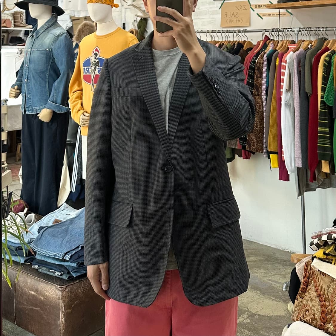 (착용컷) LANDS' END 하운즈투스 체크 블레이져 (남성용 103) 상품이미지3