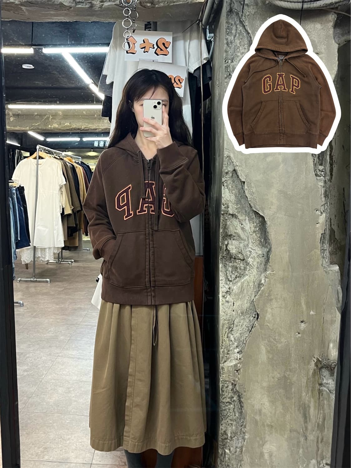 갭 후드집업 브라운 XS #csz3973 상품이미지1