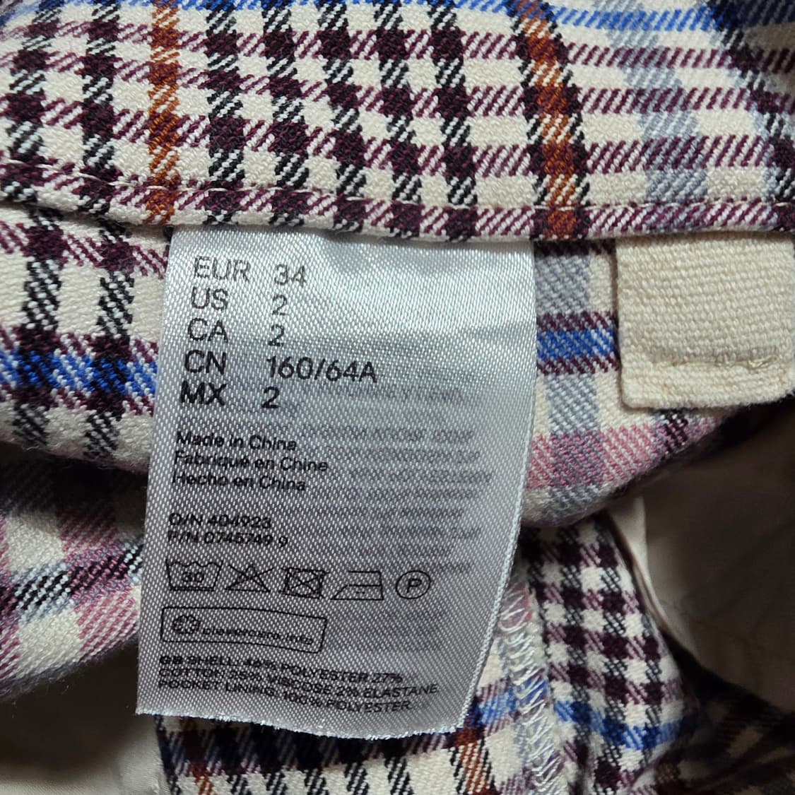 (34)여성 H&M 하이웨스트 체크 슬랙스 팬츠 상품이미지5