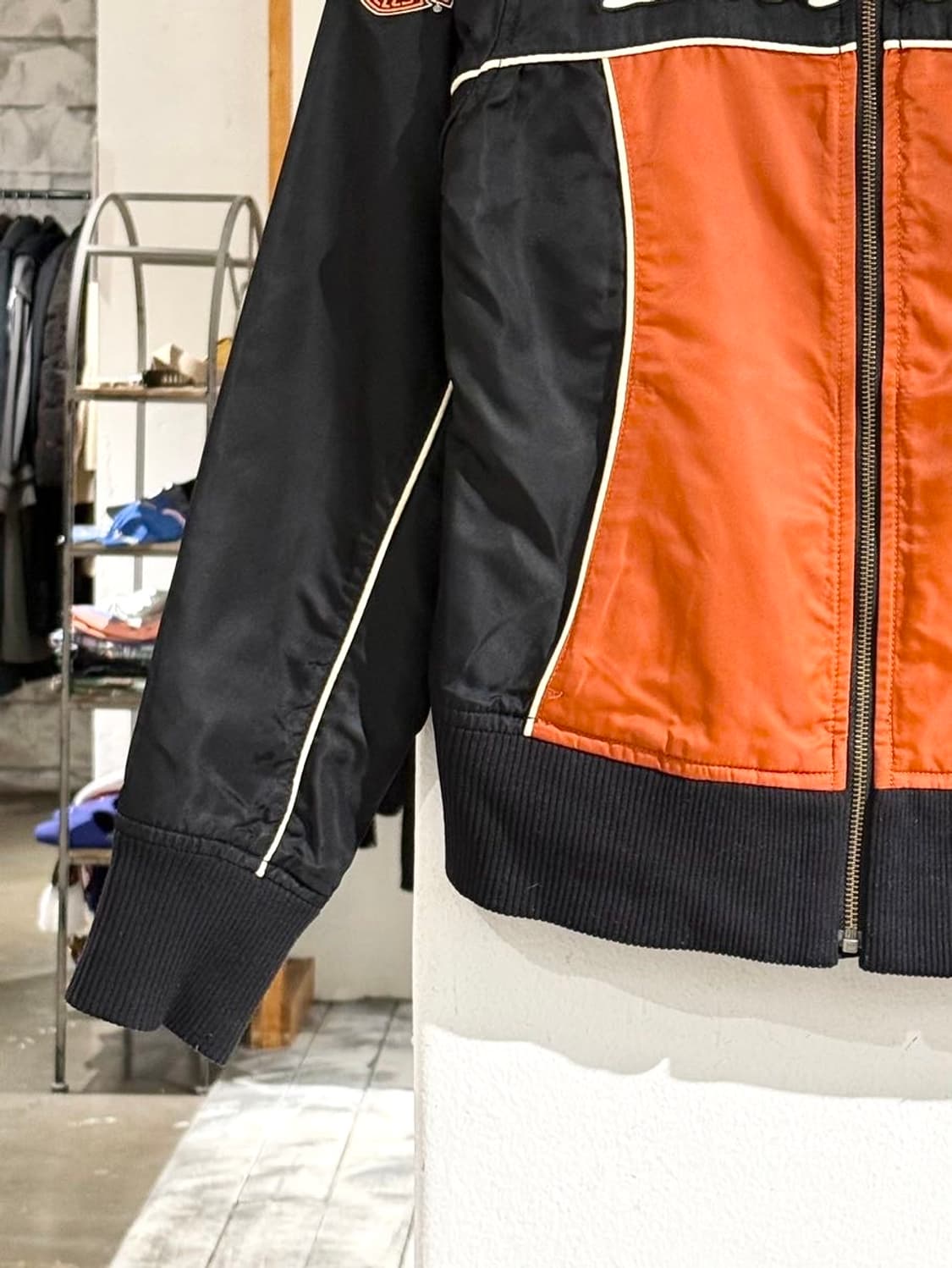할리 데이비슨 블랙 오렌지 나일론 바이커 자켓 상품이미지4