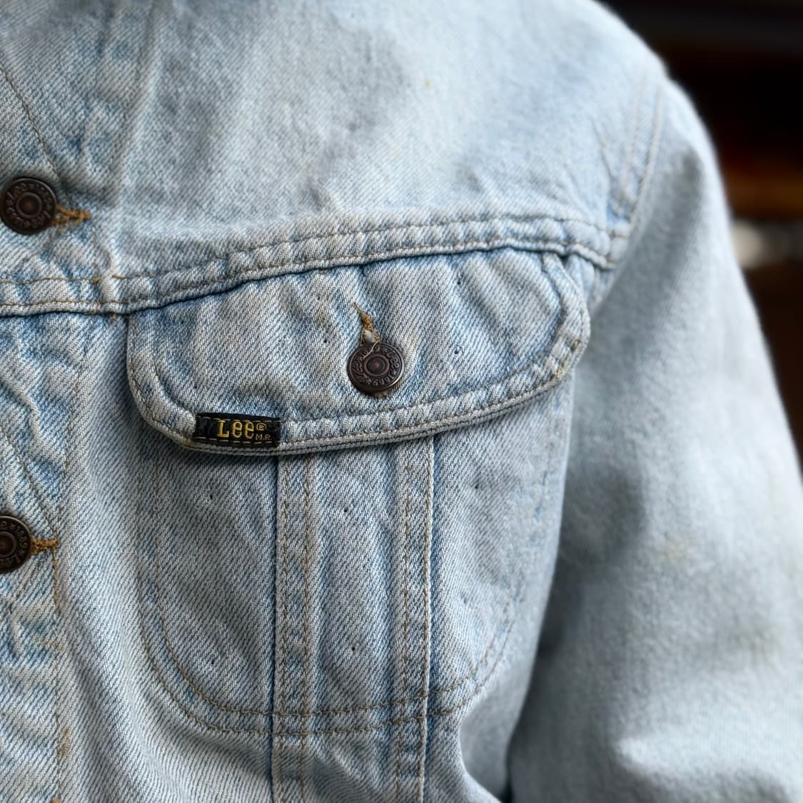 90's Lee x 하드록 카페 데님 트러커 자켓 M 상품이미지9