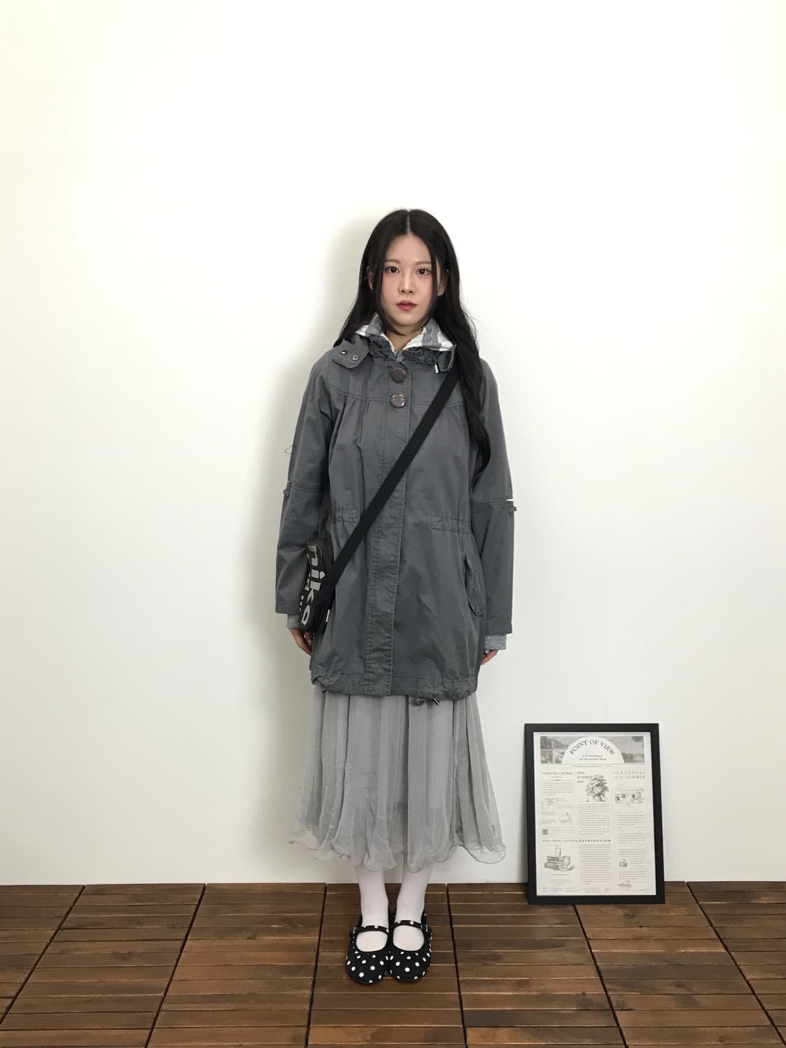 Jpn Mori Girl Dark Grey Drawstring Coat 상품이미지1