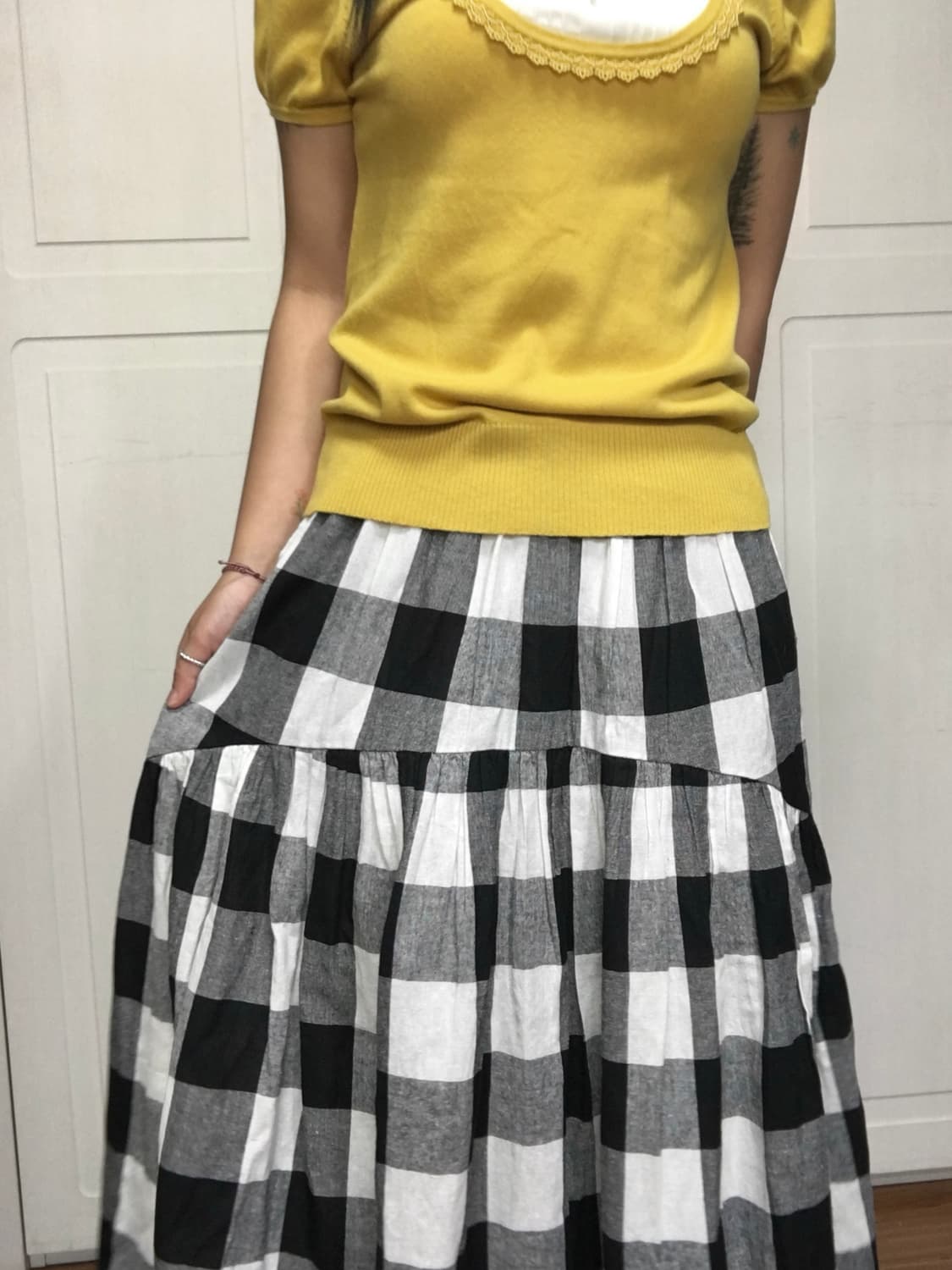 Black check long skirt 상품이미지2