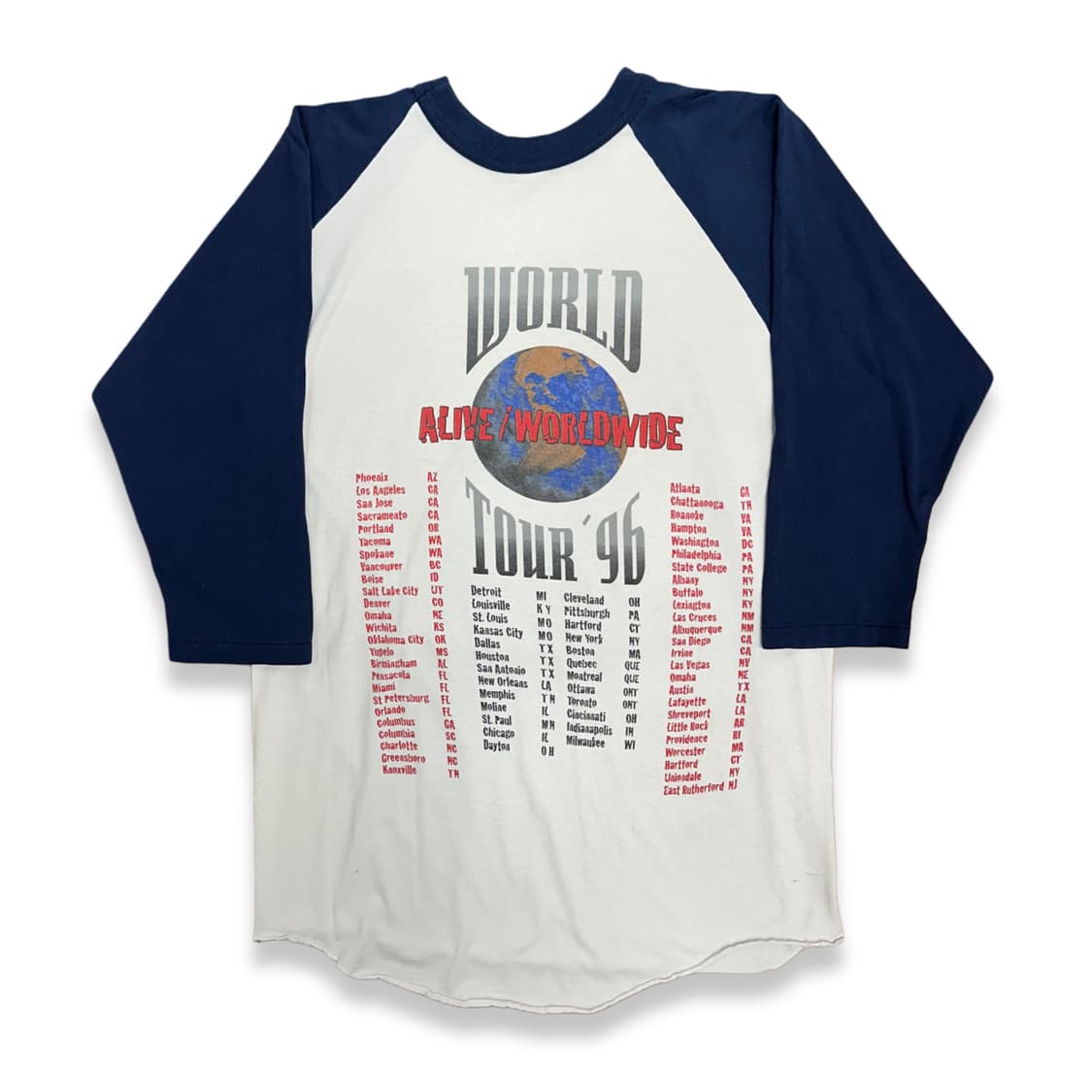 1996' KISS Alive Worldwide 투어 3/4 티셔츠 XL 상품이미지2