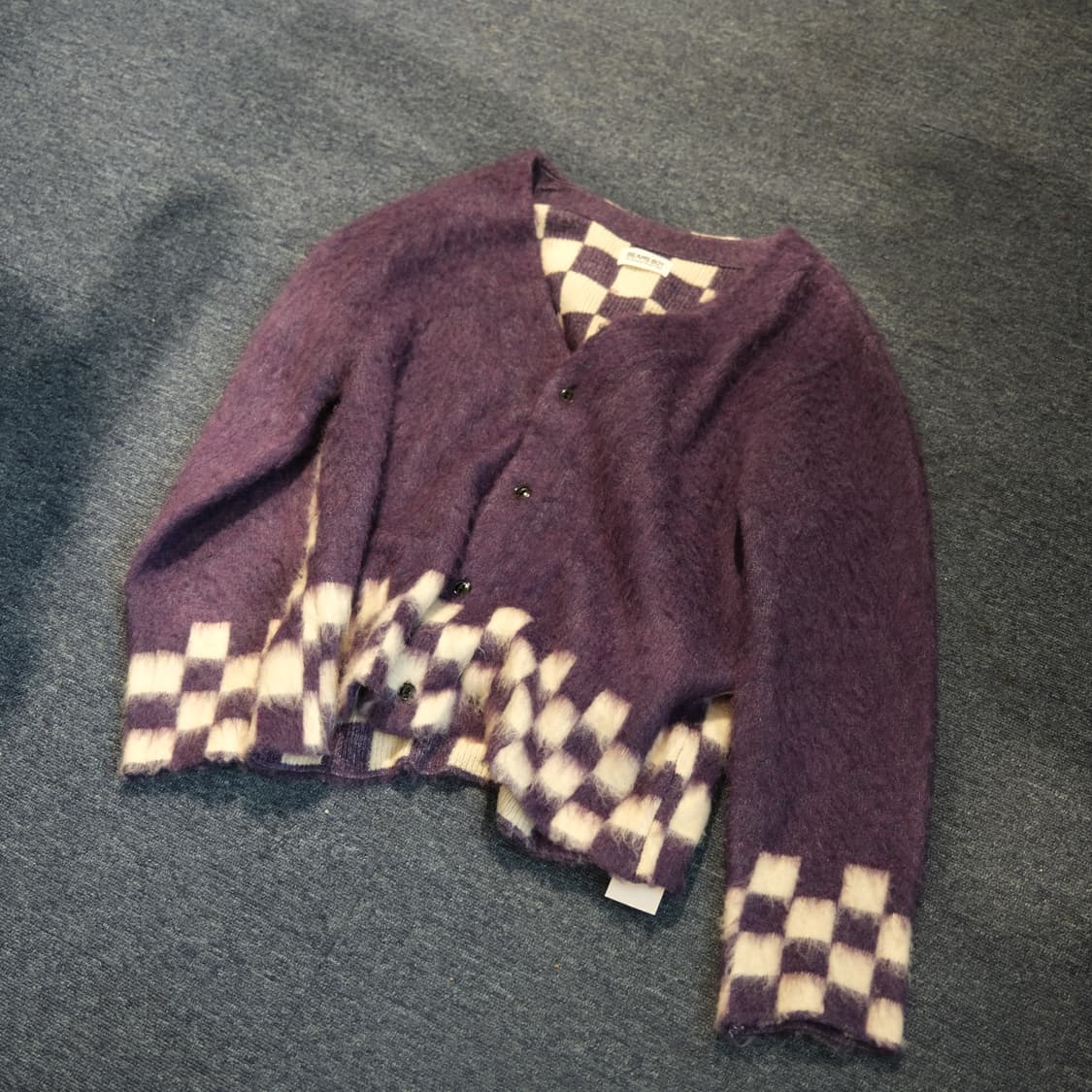 빔즈보이 니트 체크 가디건 상품이미지1