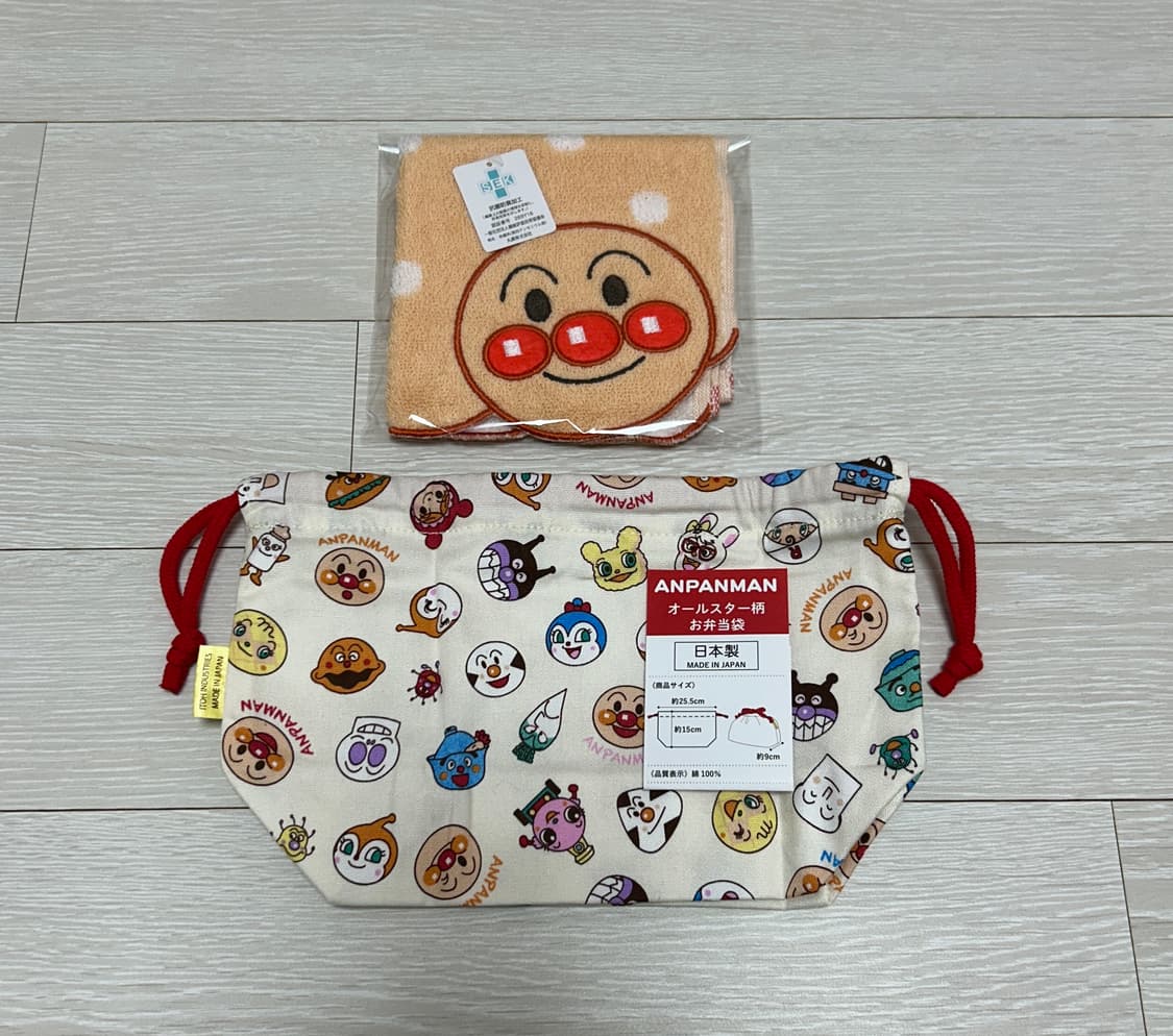 호빵맨 다이컷 핸드타월 손수건 + 조이개 파우치 일괄 상품이미지1