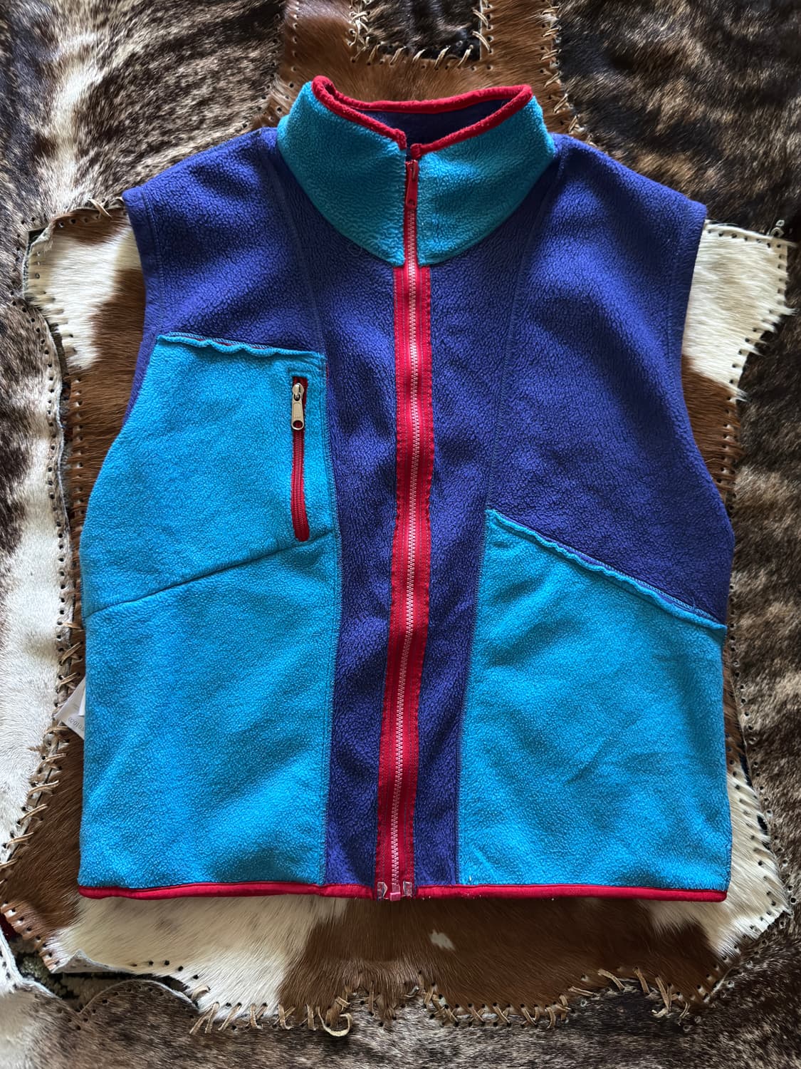 80s USA 시에라디자인 컬러블록 리버시블 플리스 베스트 상품이미지2