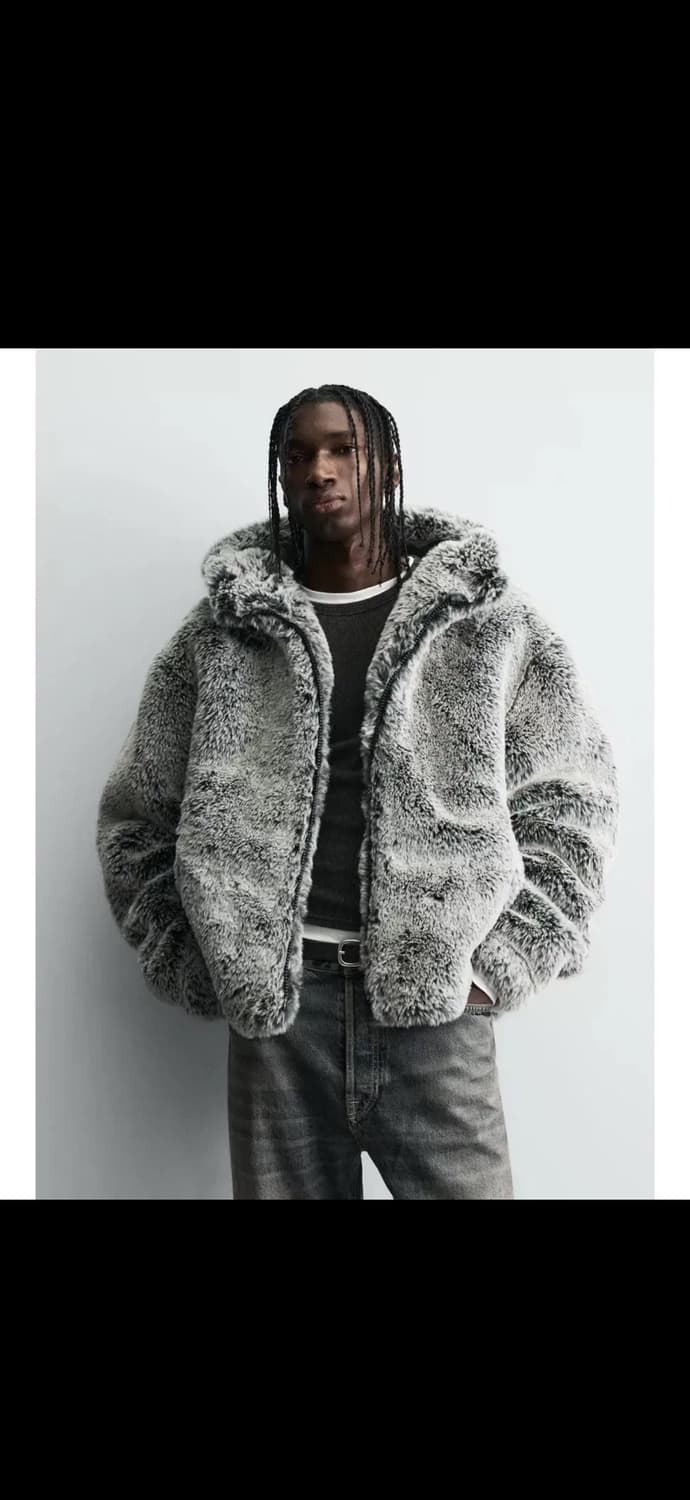 새상품))ZARA 후드 퍼 자켓 S 상품이미지1