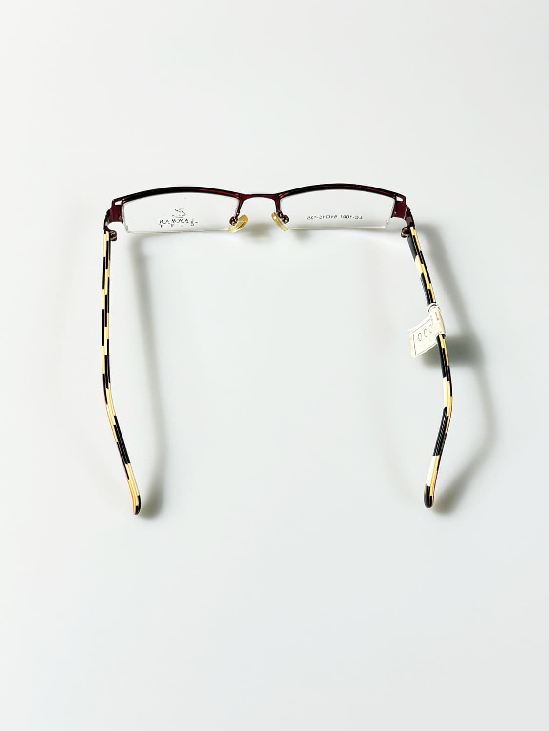 90s 일본제 LAW MAN CLUB 스퀘어 반무테 빈티지 안경 상품이미지5