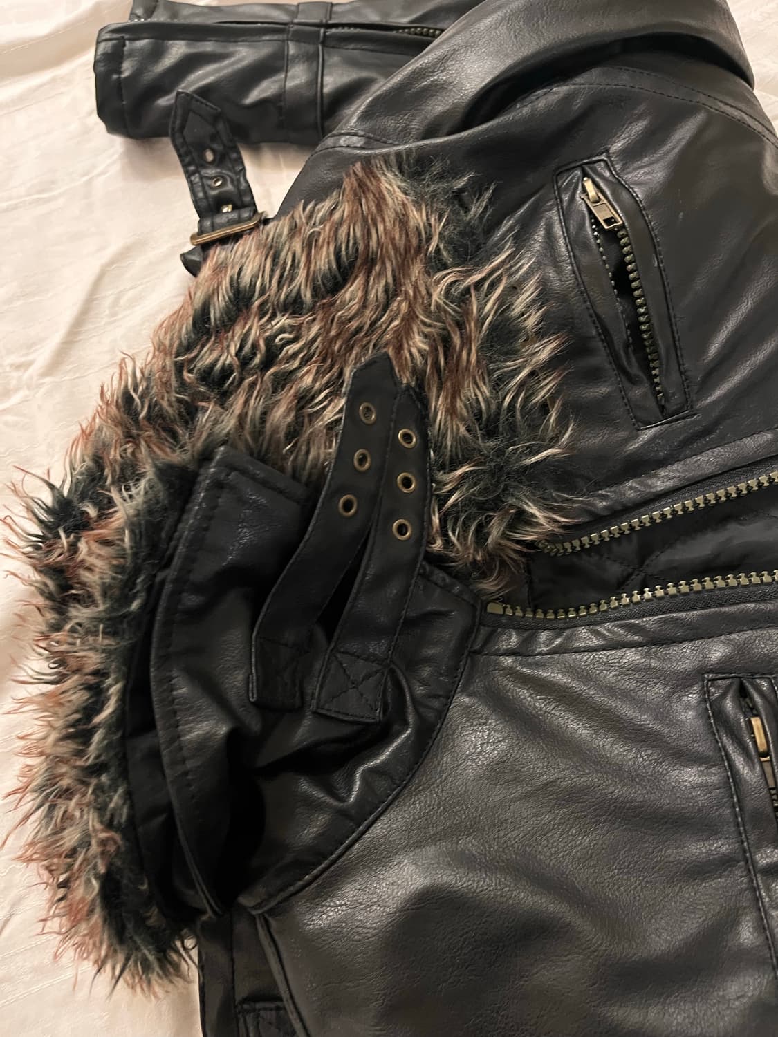 V-kei red fur leather jacket 상품이미지6