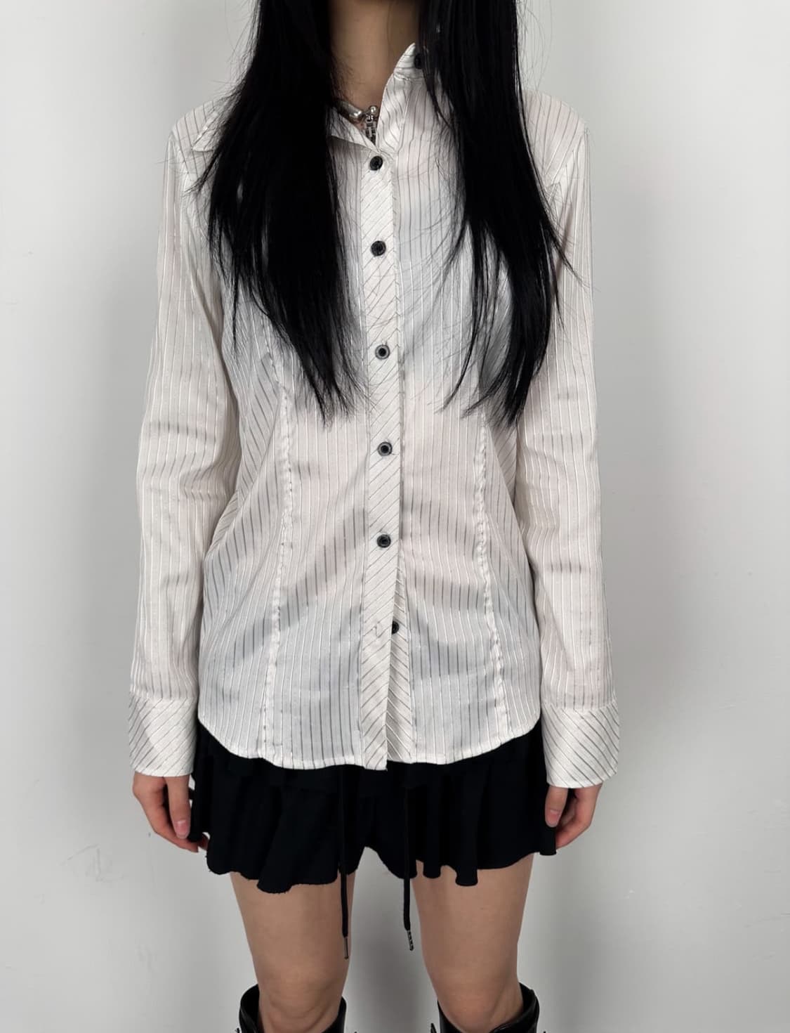 새실맥비 백 레이스 셔츠 / 긱시크 오네갸루 갸루 상품이미지1