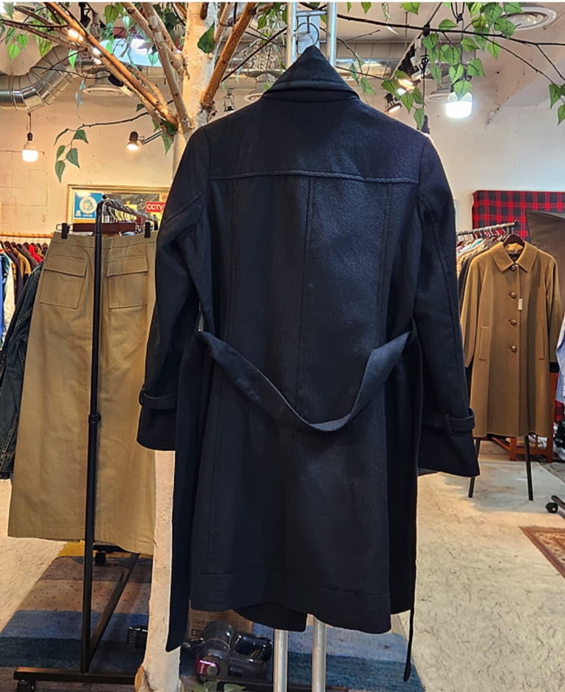 Laura pue 캐시미어 95%  울 더블 버튼 벨트 블랙 코트 상품이미지6