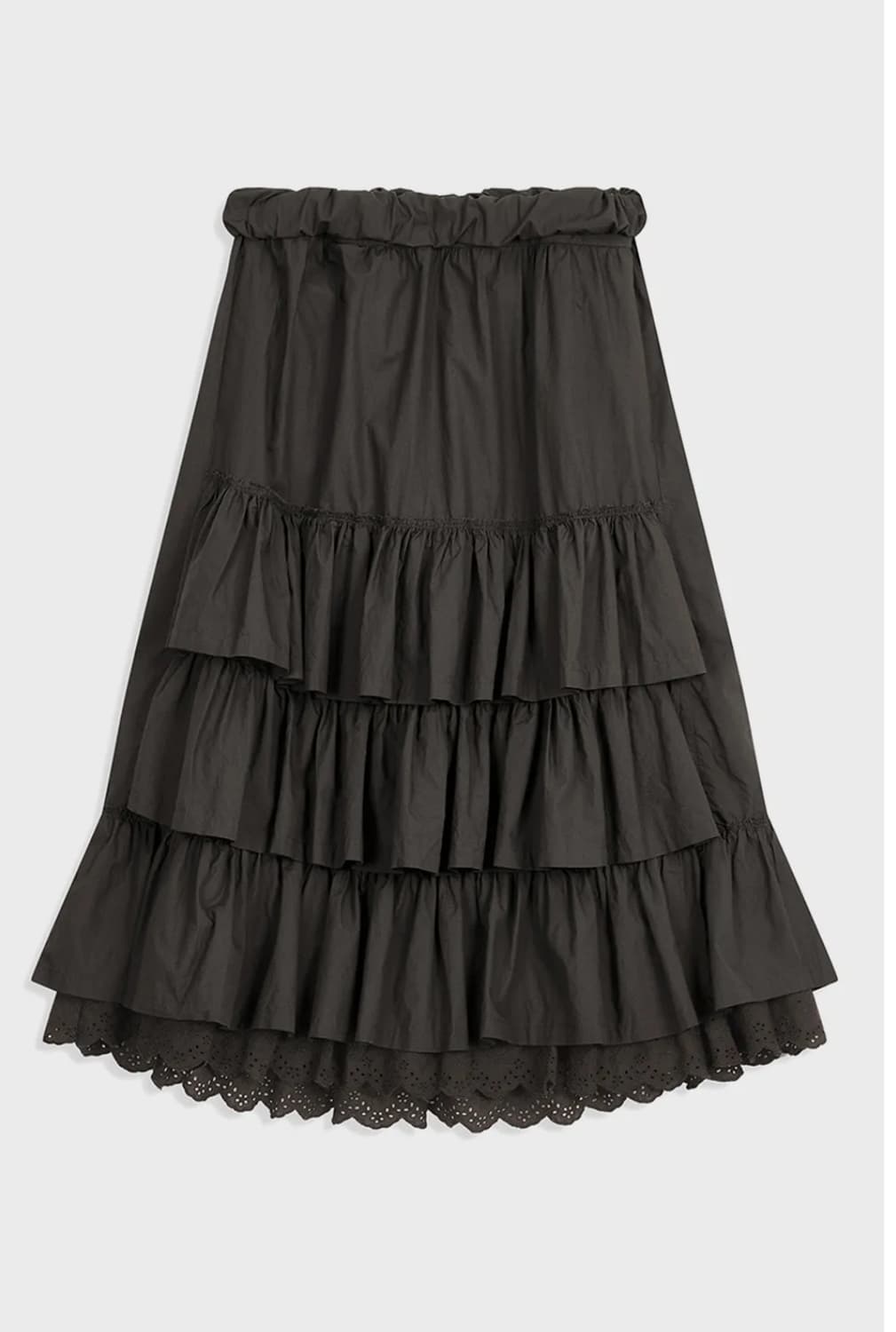 오픈와이와이 ROLLED WAIST TIERED SKIRT 차콜 S 상품이미지4
