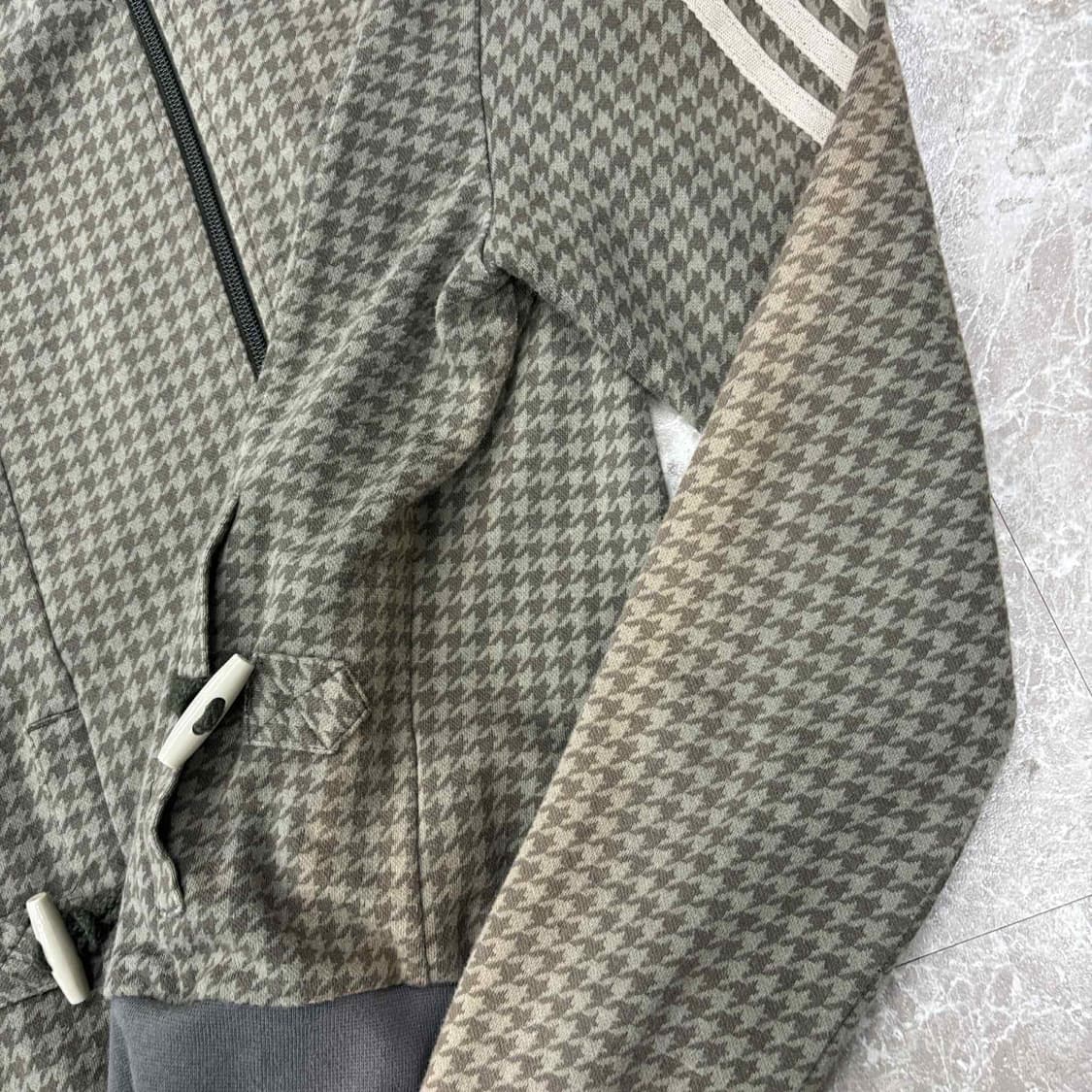 아디다스 카키 하운드 체크 여리핏 걸즈 코튼 대장급 트랙탑 희귀져지(95 상품이미지10