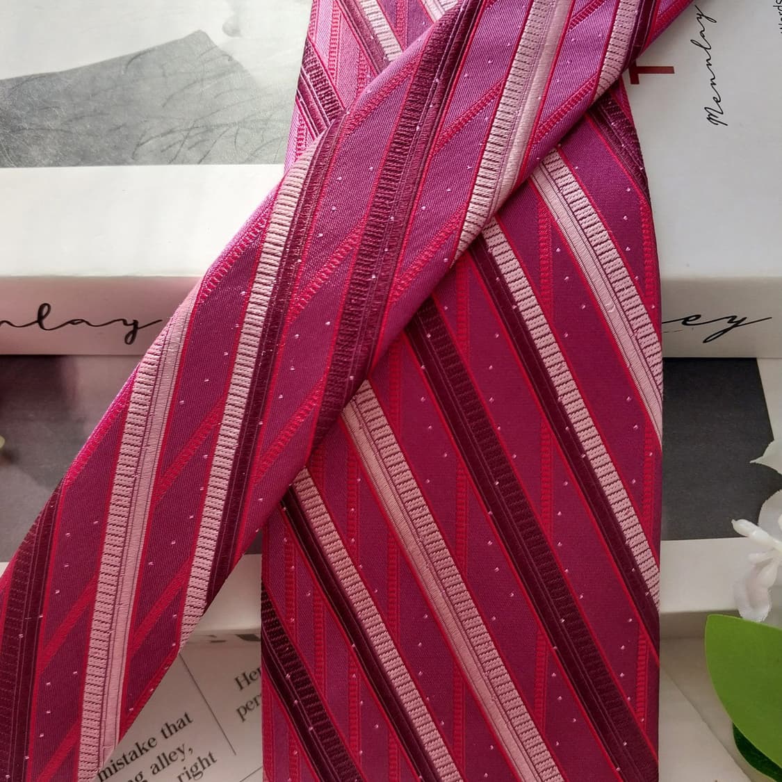 닥스 실크 레드 스트라이프 패턴 넥타이 8.7cm A+등급 K1948 상품이미지3