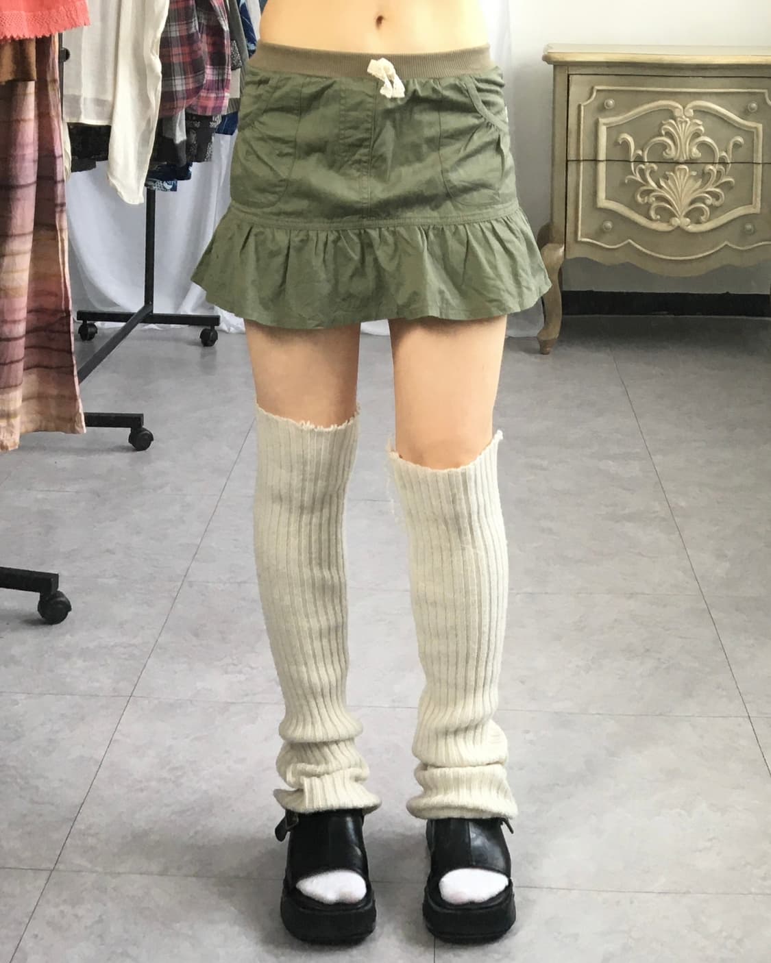 Khaki skirt 상품이미지3
