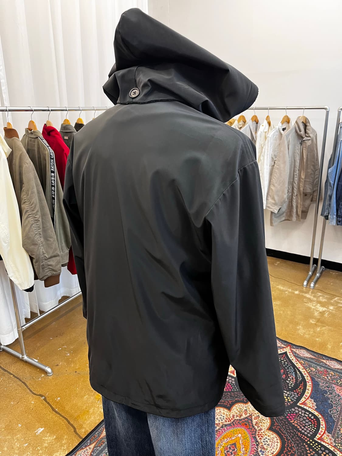 아르마니 진스 러버 쉘 후드 자켓 블랙 상품이미지7