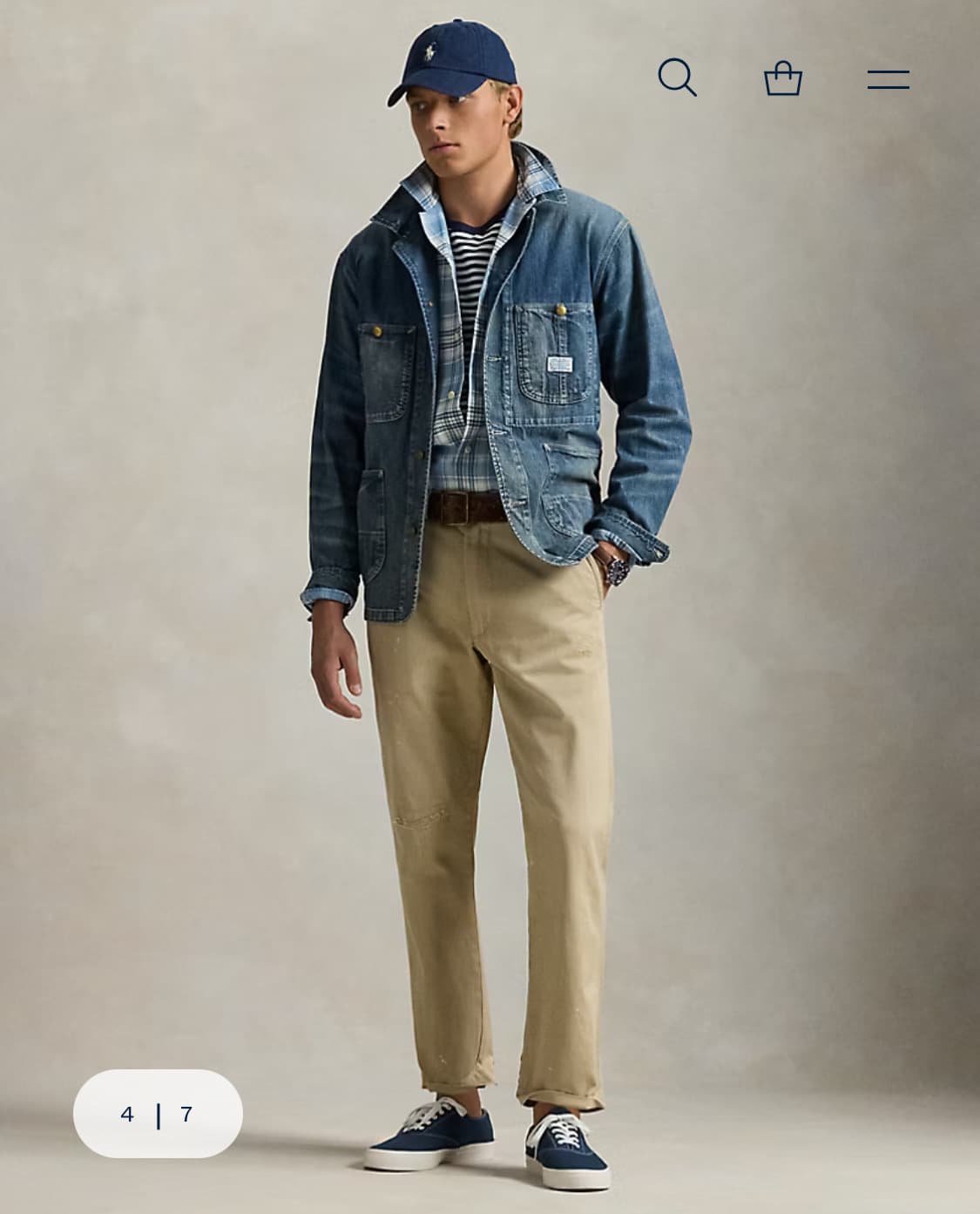 [M] 폴로 랄프로렌 클래식핏 인디고 플래드 캠프 셔츠 상품이미지2