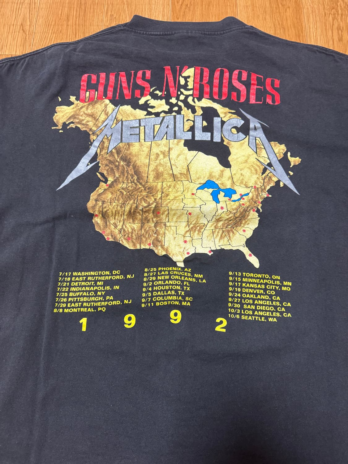 90s 1992 메탈리카x건즈앤로지스 투어 밴드티 상품이미지4