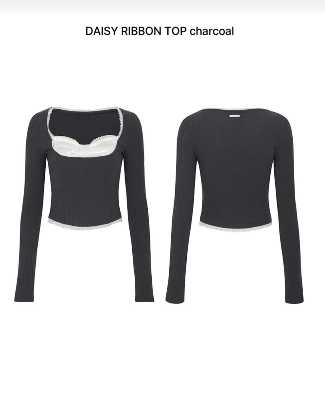 새상품) 페인오어플레져 데이지 리본 탑 차콜 m 상품이미지1