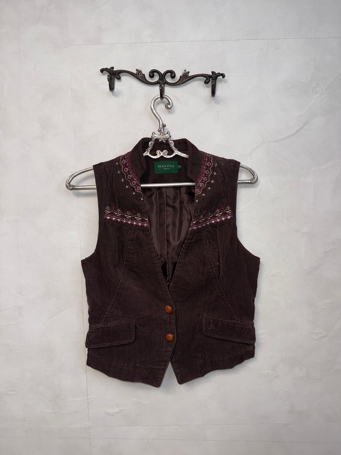 Bean pole brown bohemian corduroy vest 상품이미지1