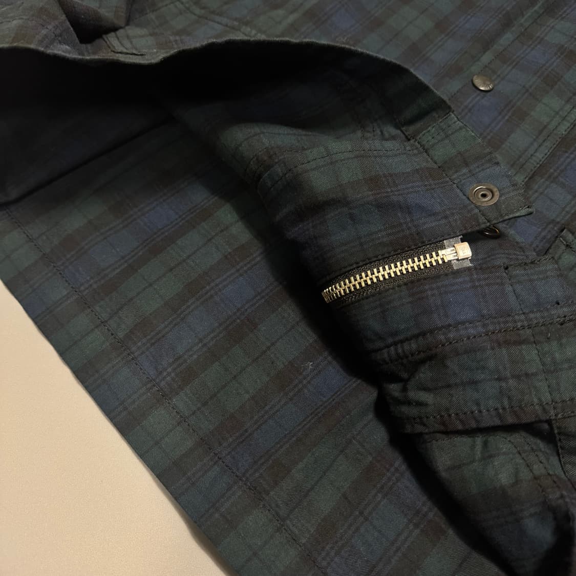 레이지블루(RAGE BLUE) 네이비 믹스 체크패턴 코듀로이넥 헌팅 자켓 상품이미지6