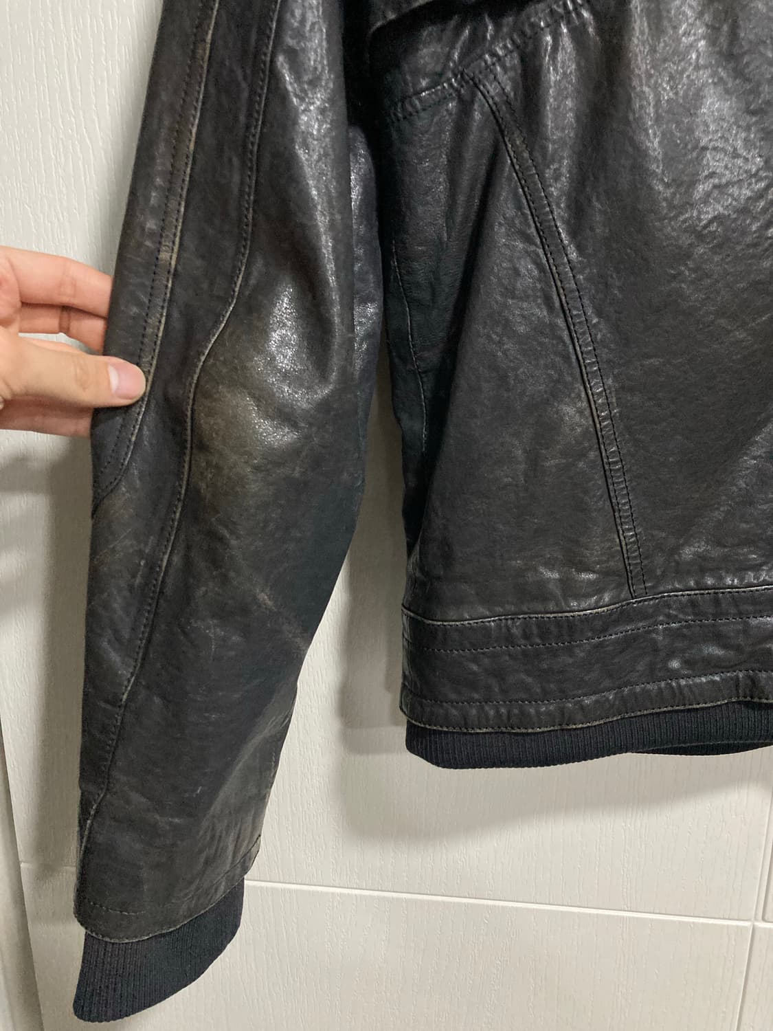 패널 레더 자켓 상품이미지9