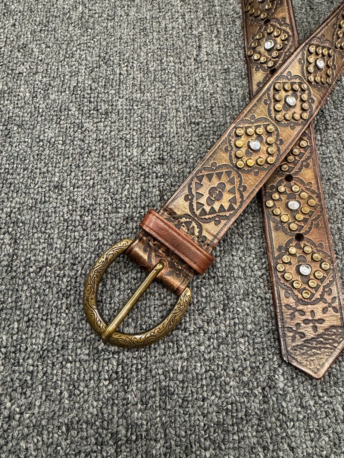 Nine West 빈티지 패턴 잼스톤 웨스턴 브라운 가죽벨트 상품이미지2