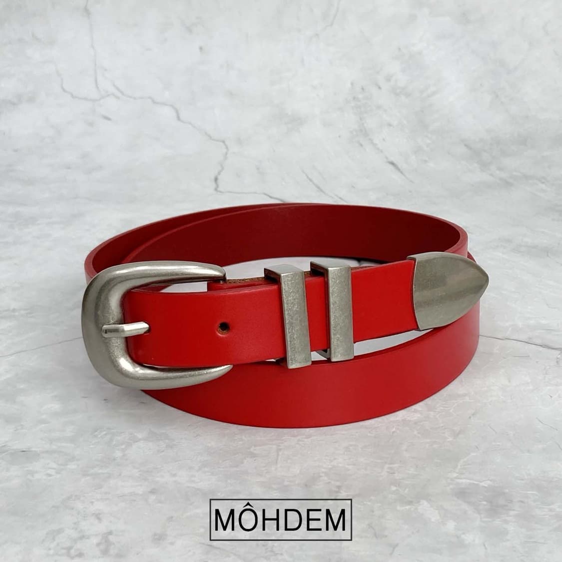 [Uinsex]더블링 웨스턴 소가죽 벨트 레드 상품이미지9