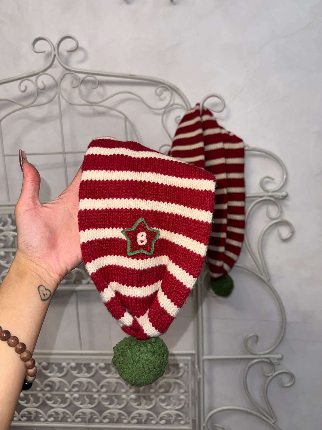 Red white candy cane knit muffler 상품이미지4