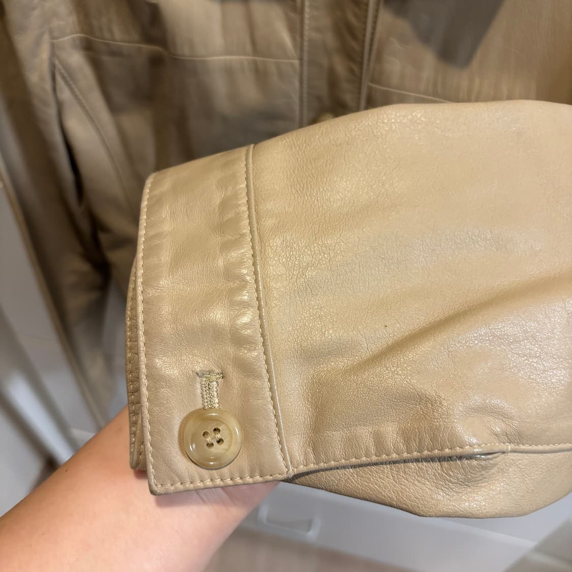 베이지 리얼 소가죽 100% 가죽자켓 레더자켓 L 상품이미지9